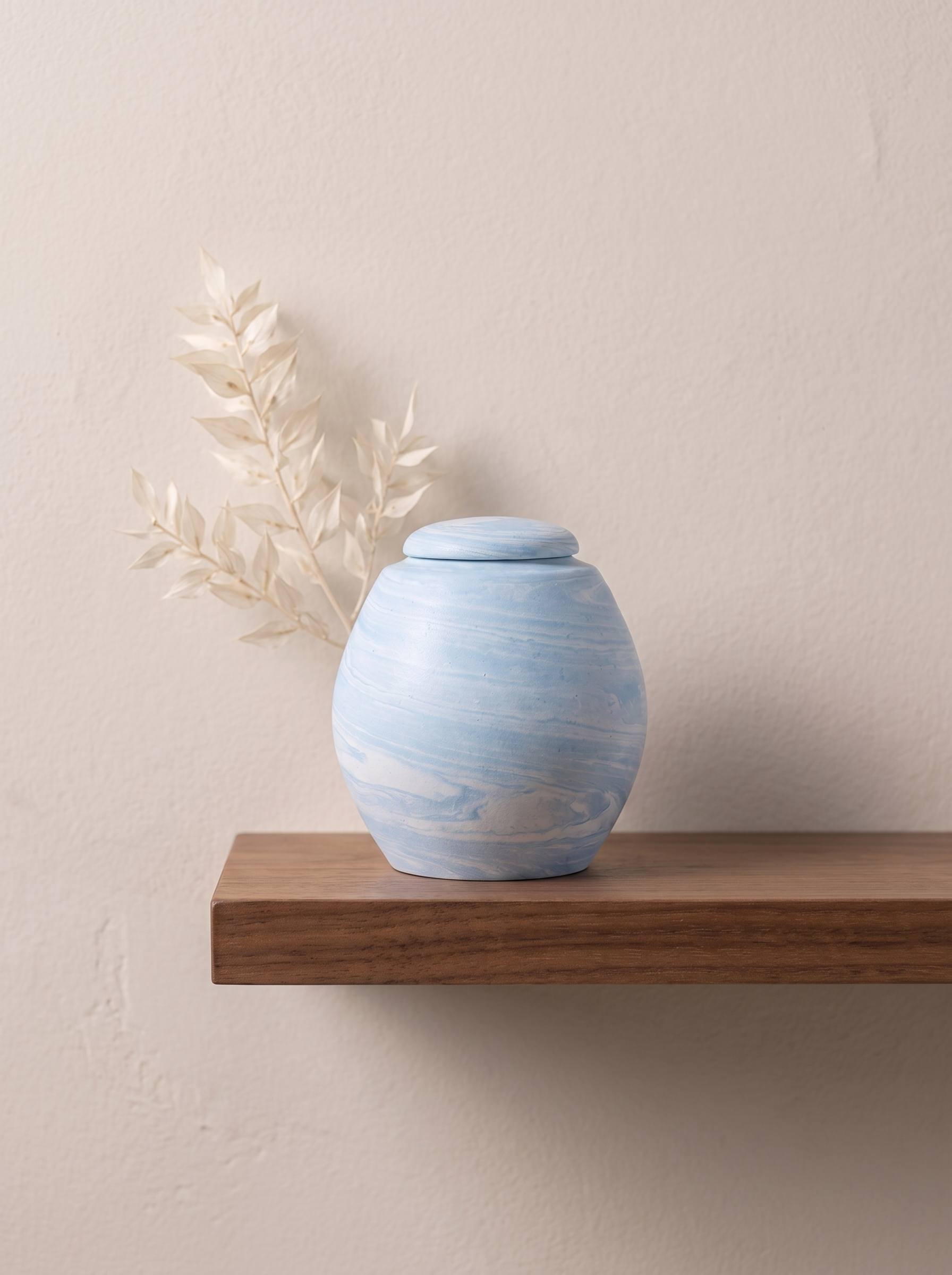 Mini urn 200 ml keramiek, Wolkje Hemelsblauw – kinderurn en baby urn | Stilte & Vorm