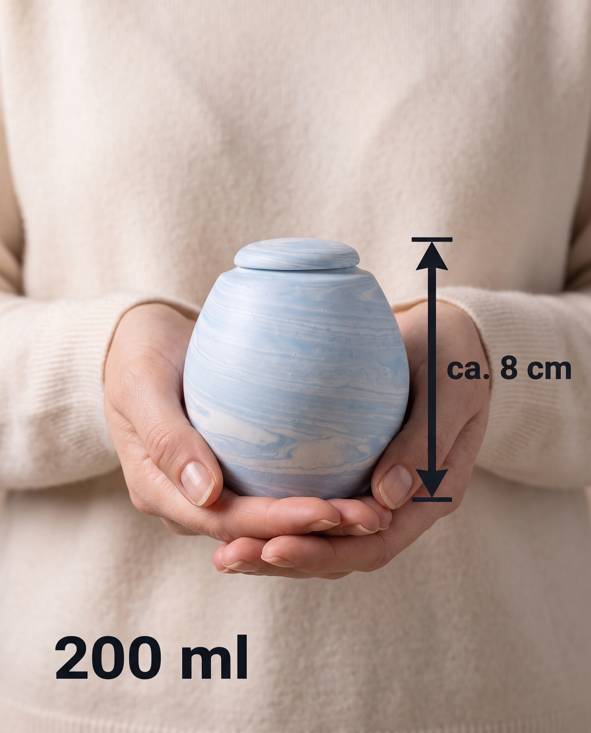Mini urn 200 ml keramiek, Wolkje Hemelsblauw – kinderurn en baby urn