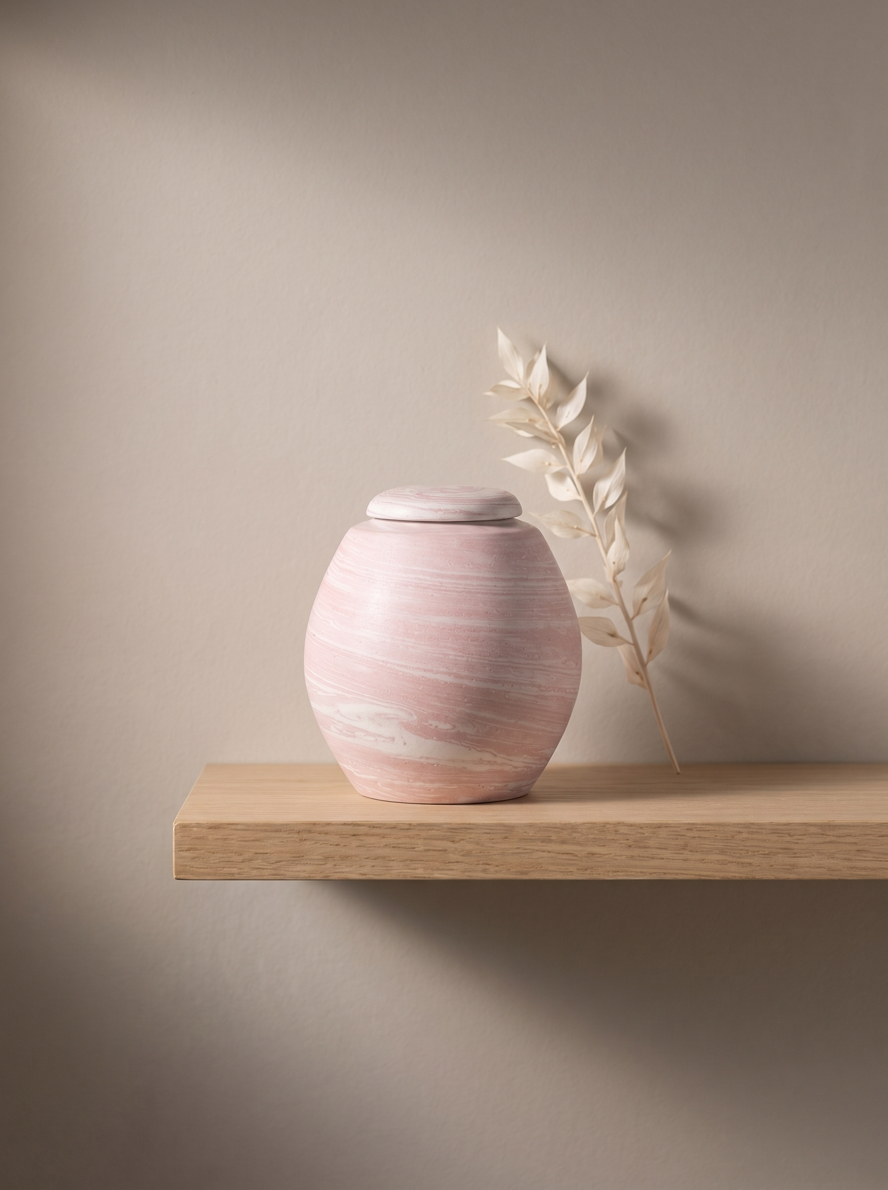 Mini urn 200 ml keramiek, Wolkje Zachtroze – kinderurn en baby urn | Stilte & Vorm