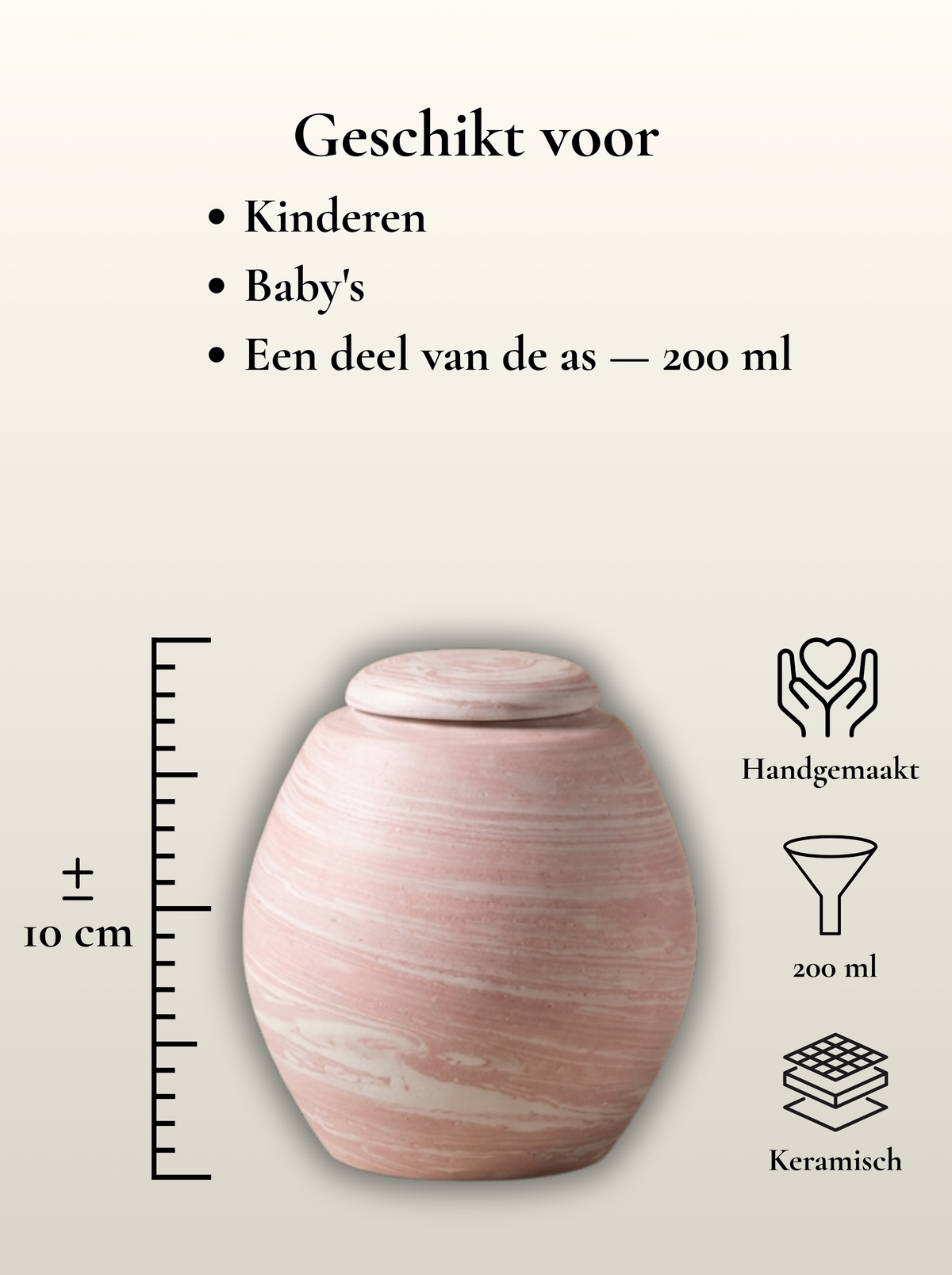 Mini urn 200 ml keramiek, Wolkje Zachtroze – kinderurn en baby urn | Stilte & Vorm