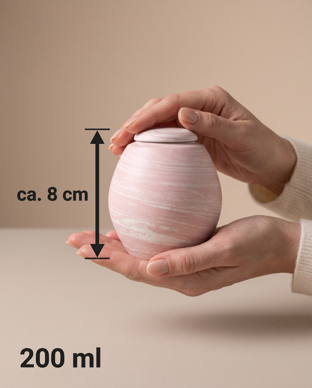 Mini urn 200 ml keramiek, Wolkje Zachtroze – kinderurn en baby urn