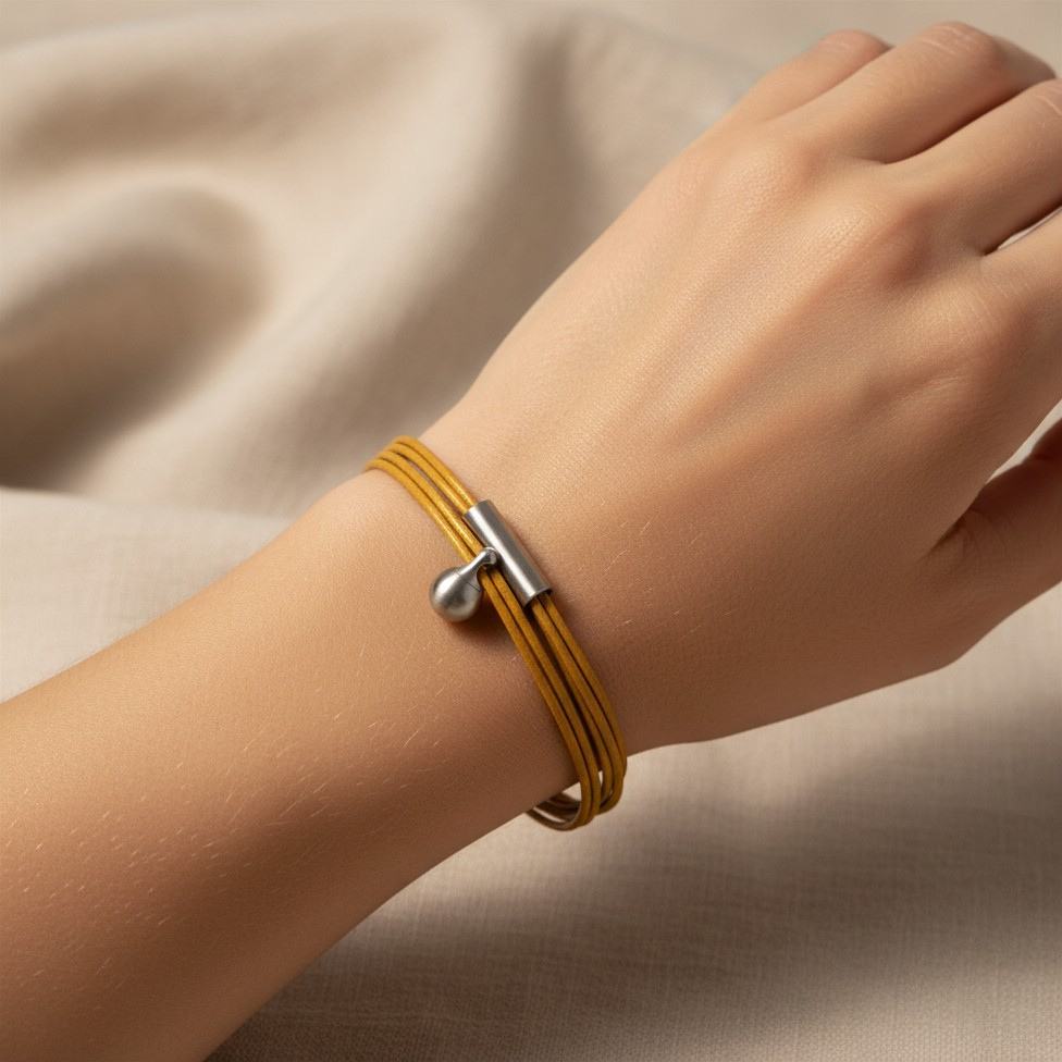 Gele Charm Armband in edelstaal