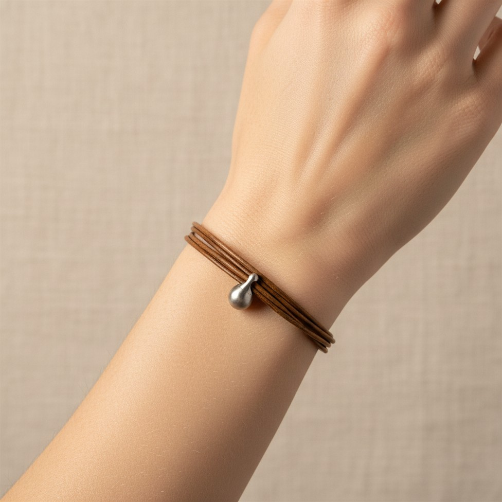 Cognac Charm Armband in edelstaal