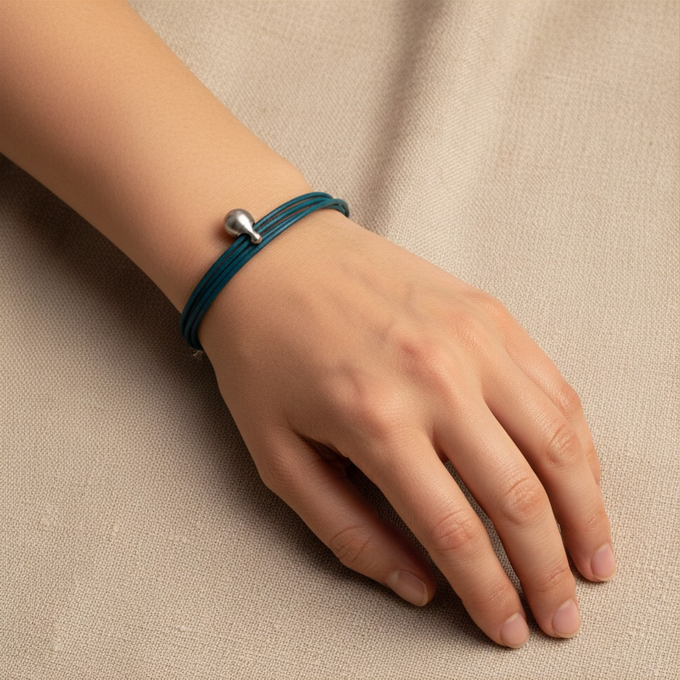 Petrol Charm Armband in edelstaal