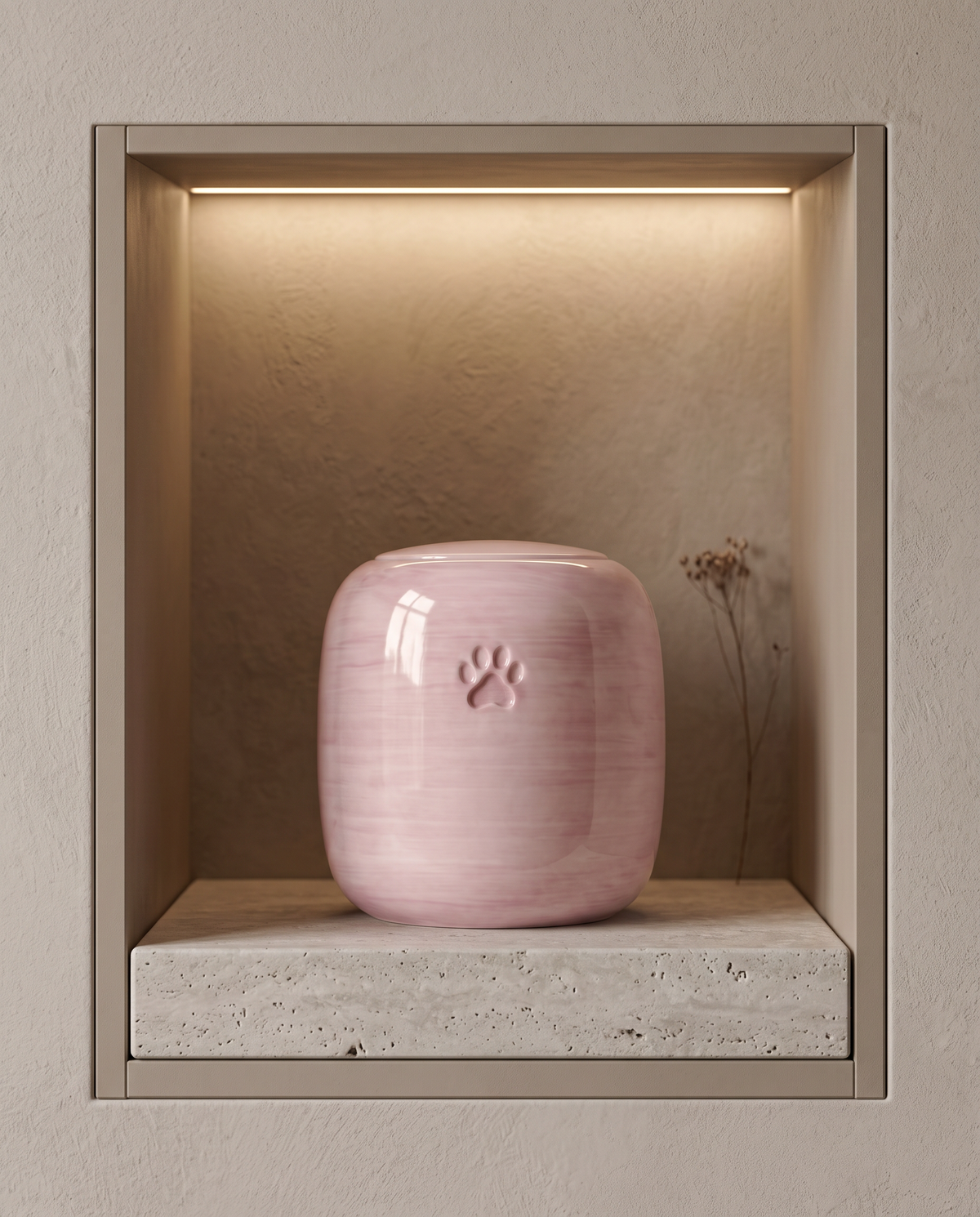 Urn voor dieren keramiek, oudroze, AURA