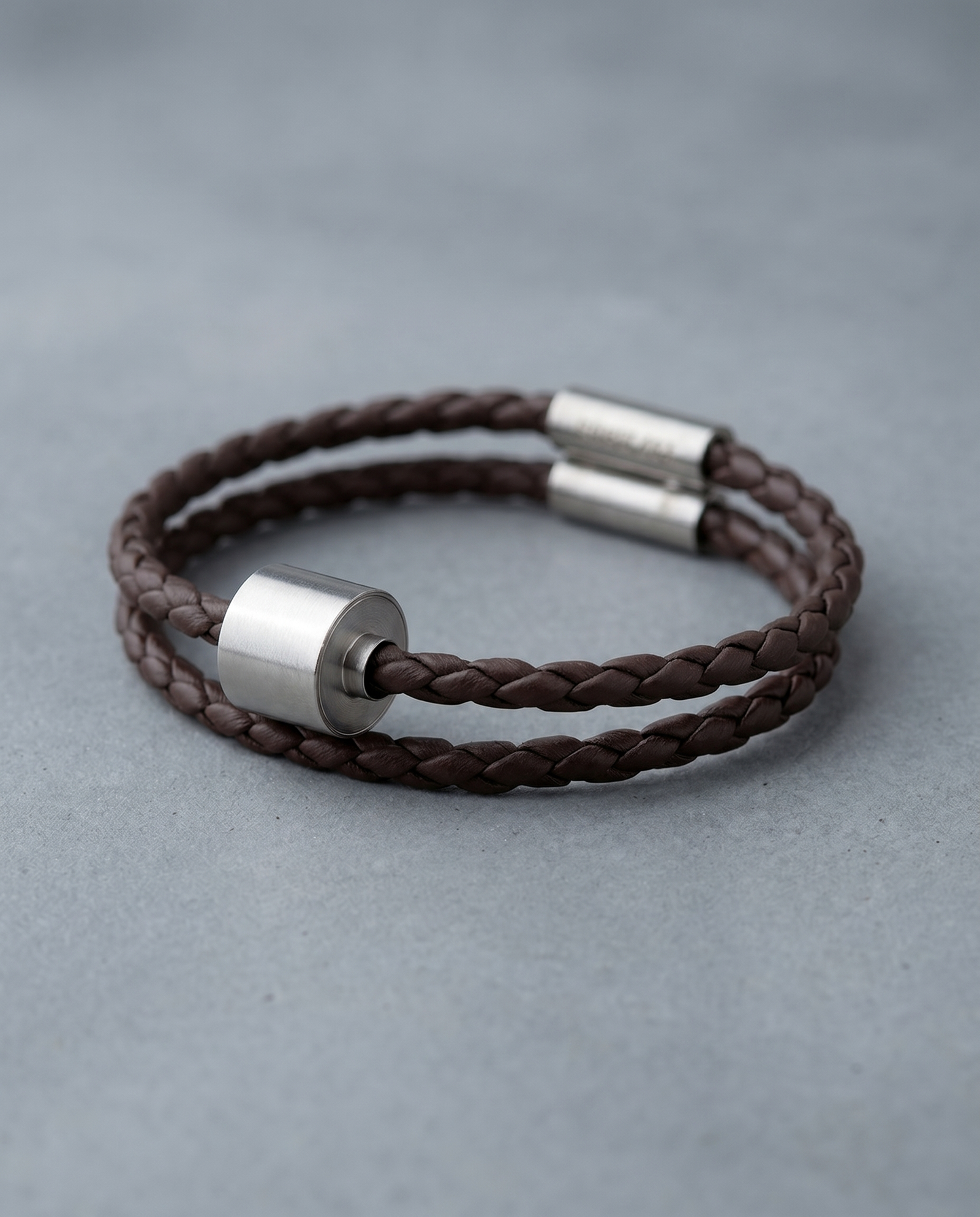 Bruin Gevlochten Leer Armband in edelstaal