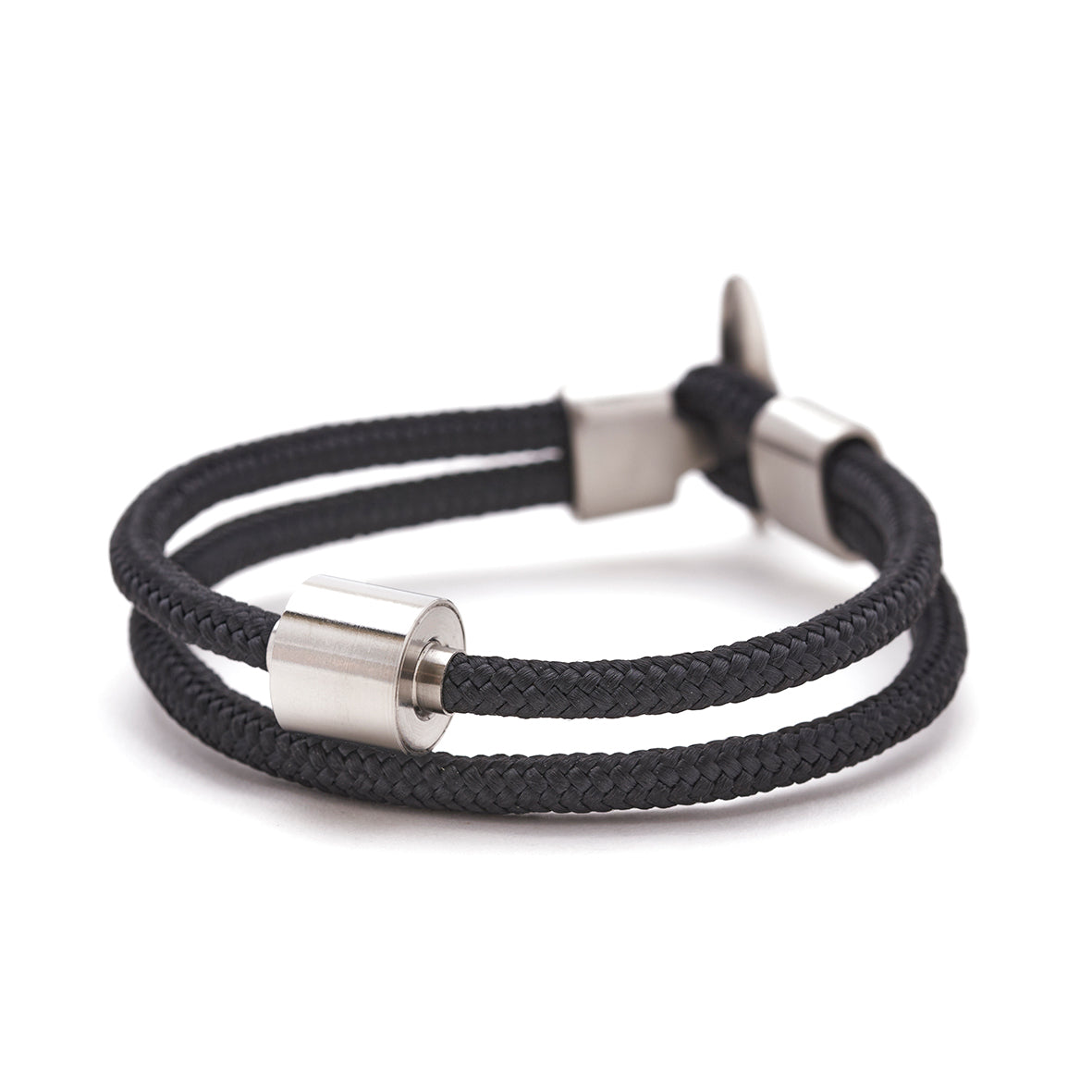 Zwart Koord Armband in edelstaal