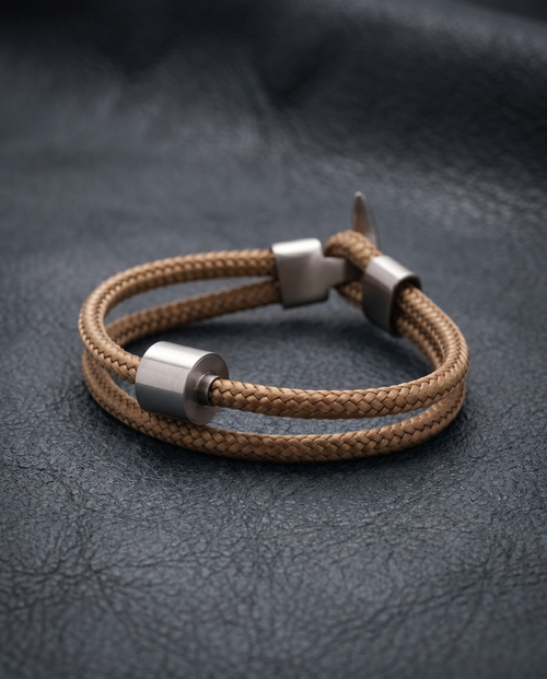 As armband heren Goudzand, edelstaal – assieraad gedenkarmband | Stilte & Vorm