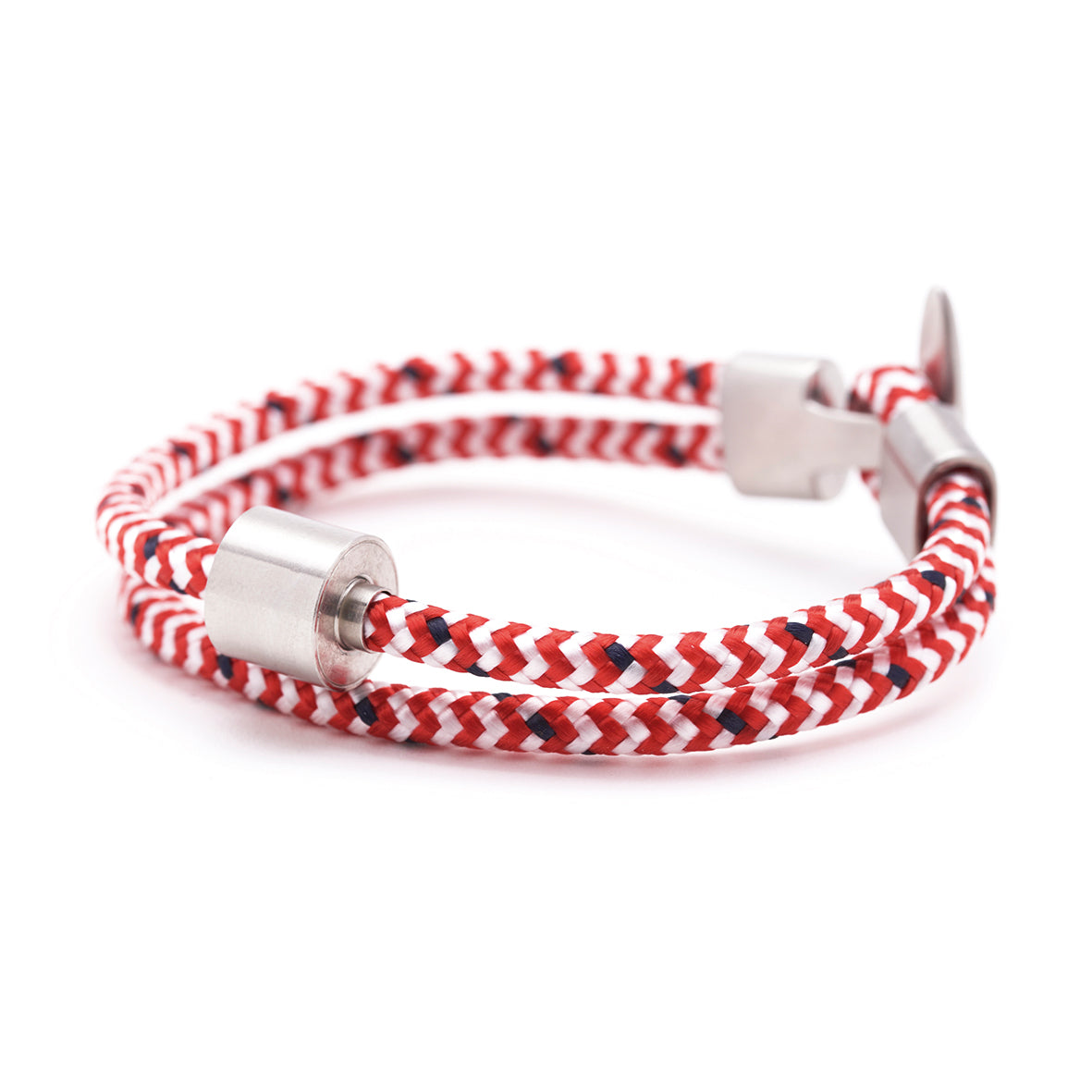 Rood & Wit Koord Armband in edelstaal