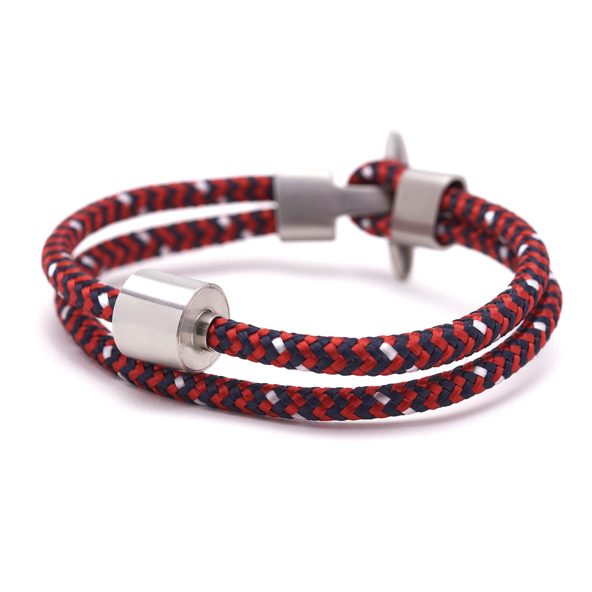 Rood & Zwart Koord Armband in edelstaal