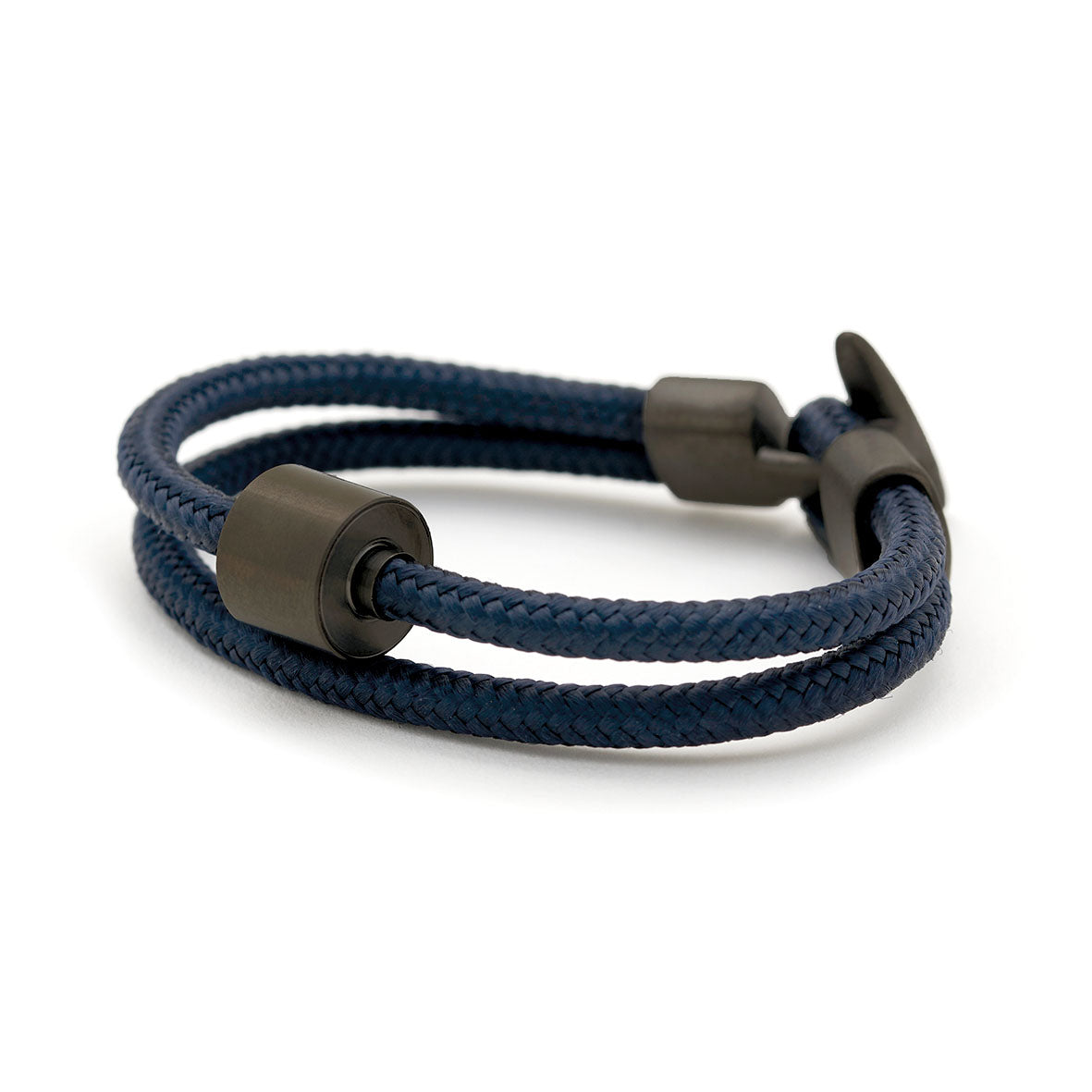 Navy Blauw Koord Armband in black edition