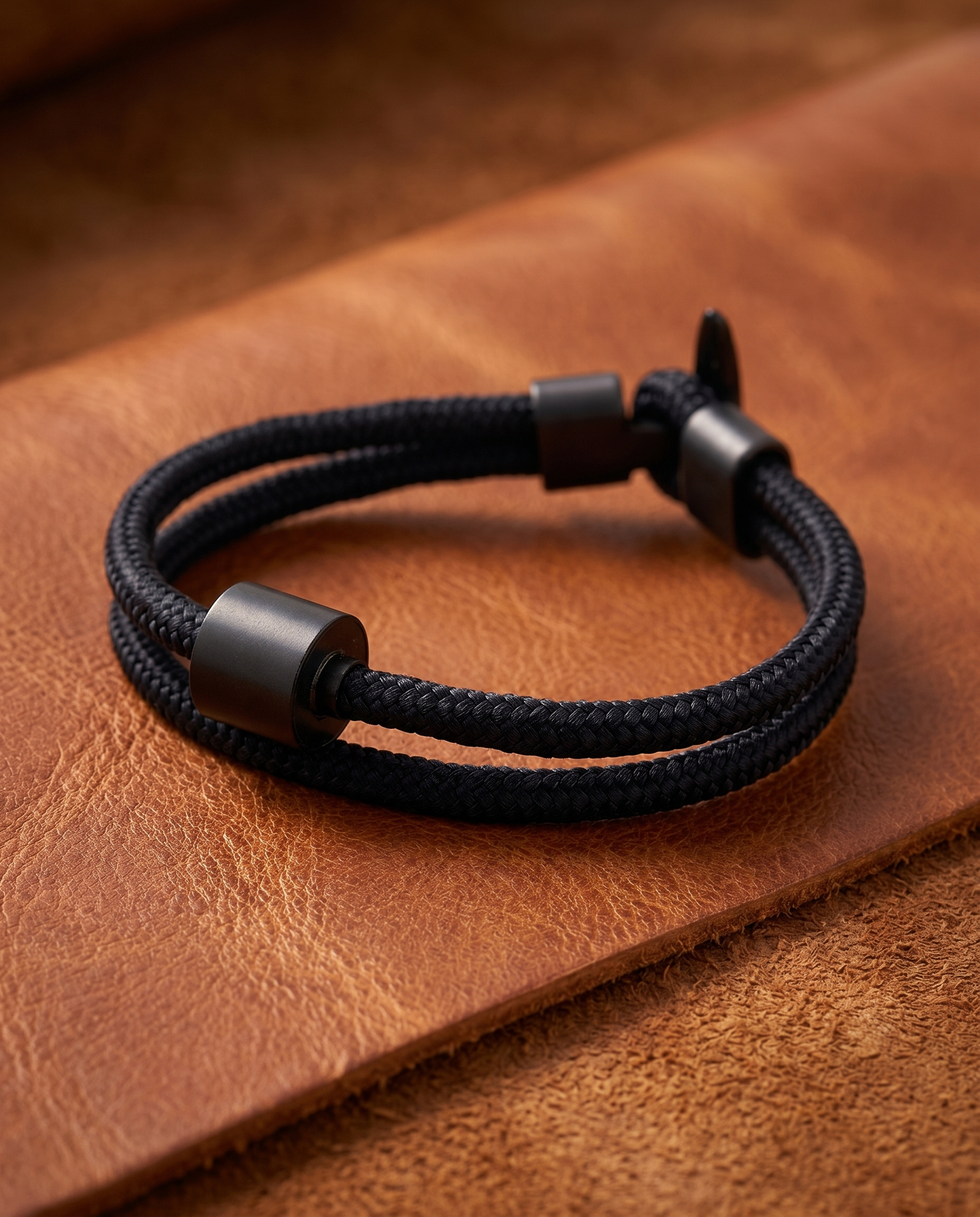 Zwart Koord Armband in black edition