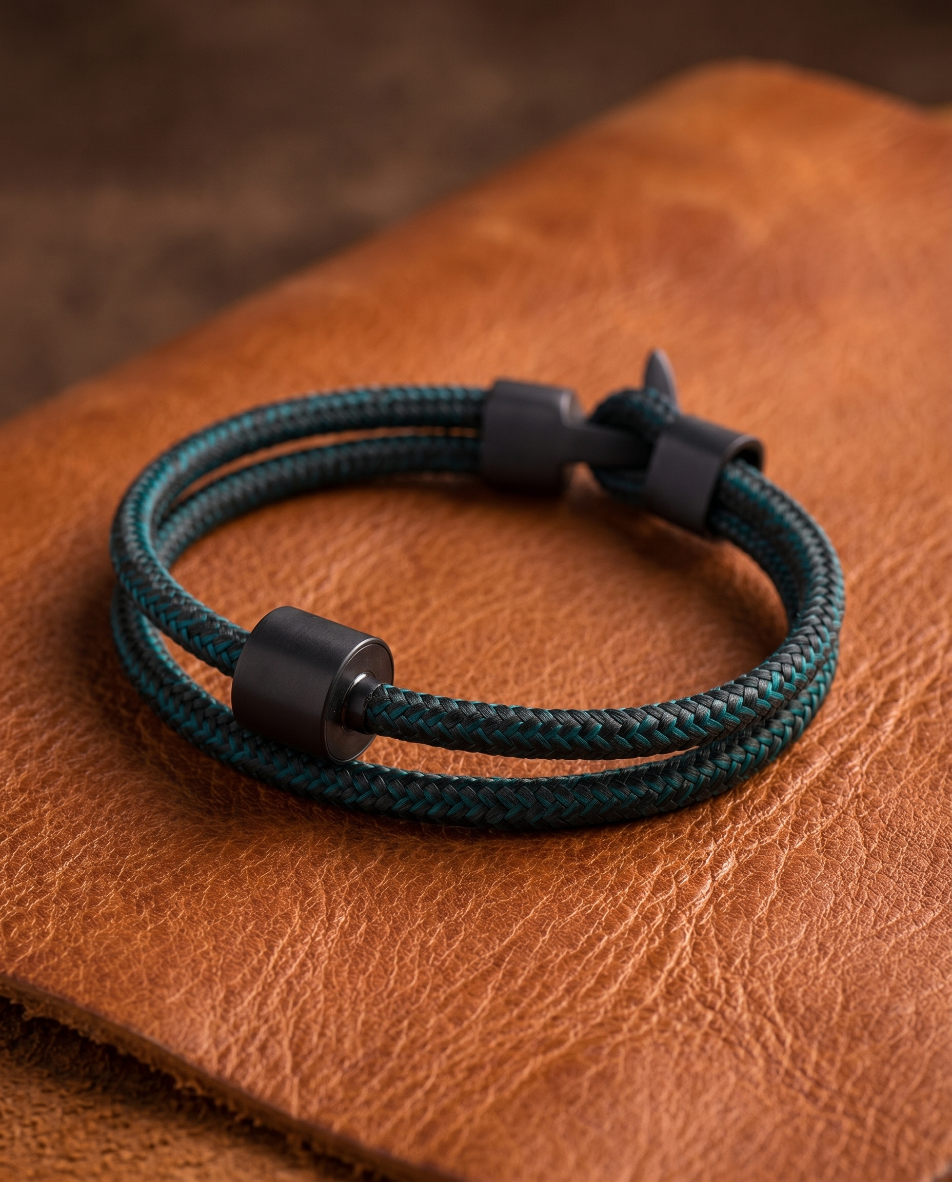 Black & Petrol Koord Armband in black edition