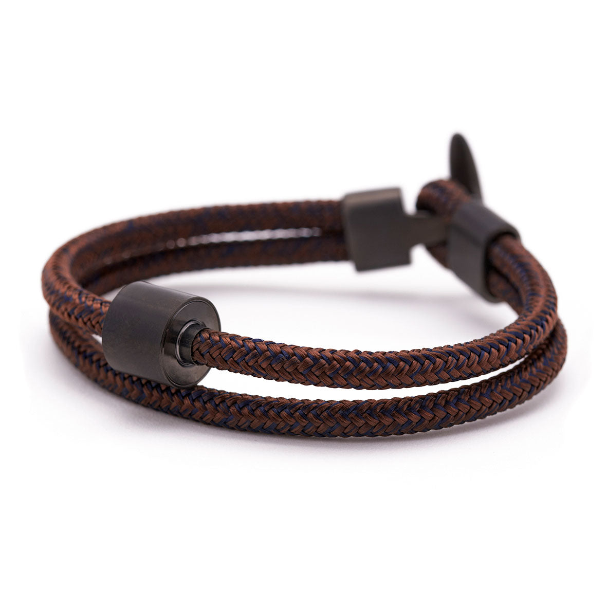 Bruin & Navy Koord Armband in black edition