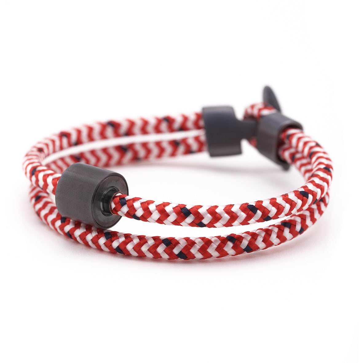 Rood & Wit Koord Armband in black edition