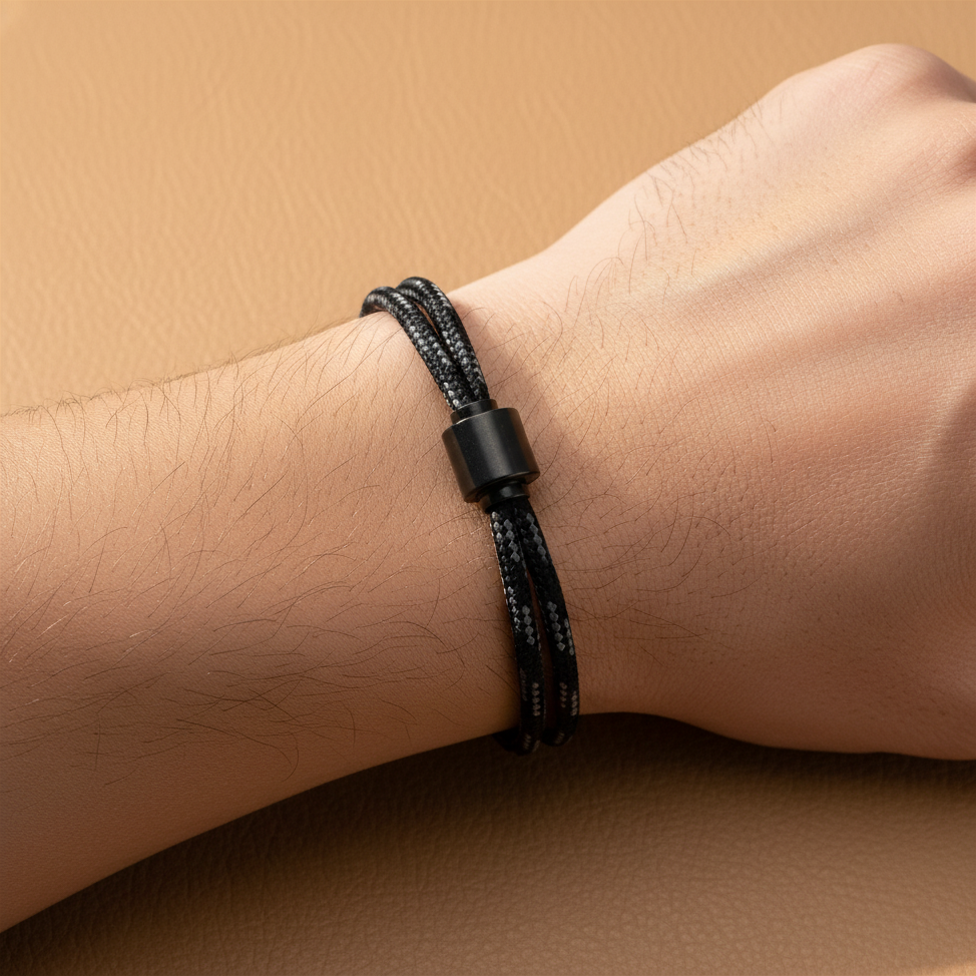 As armband heren Jubilee Herenarmband, edelstaal zwart – assieraad gedenkarmband | Stilte & Vorm