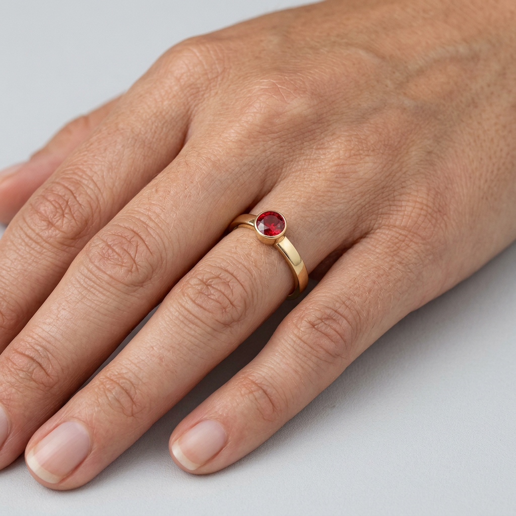 Januari Granaat Ring verguld