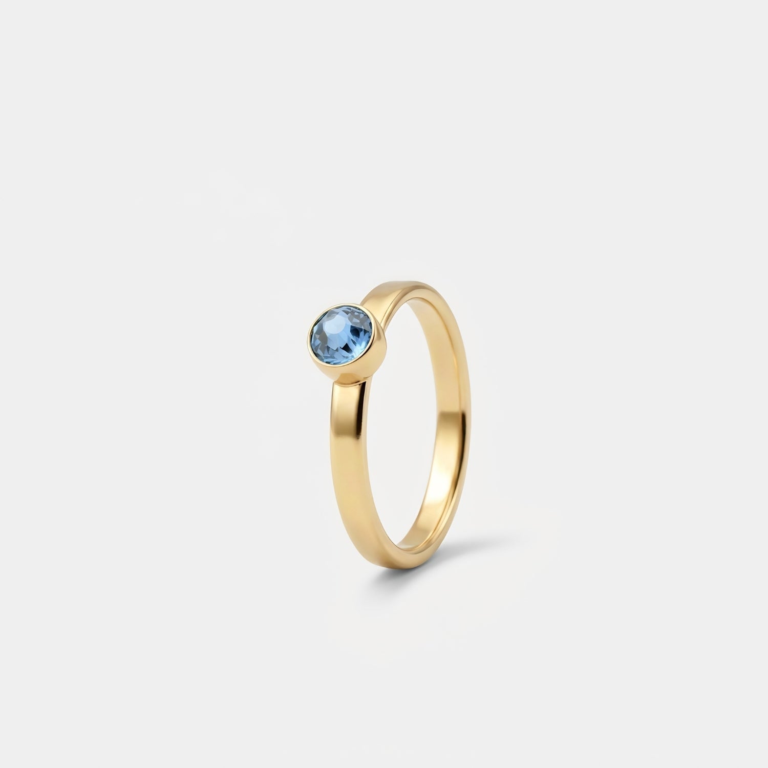 Maart Aquamarijn Ring verguld