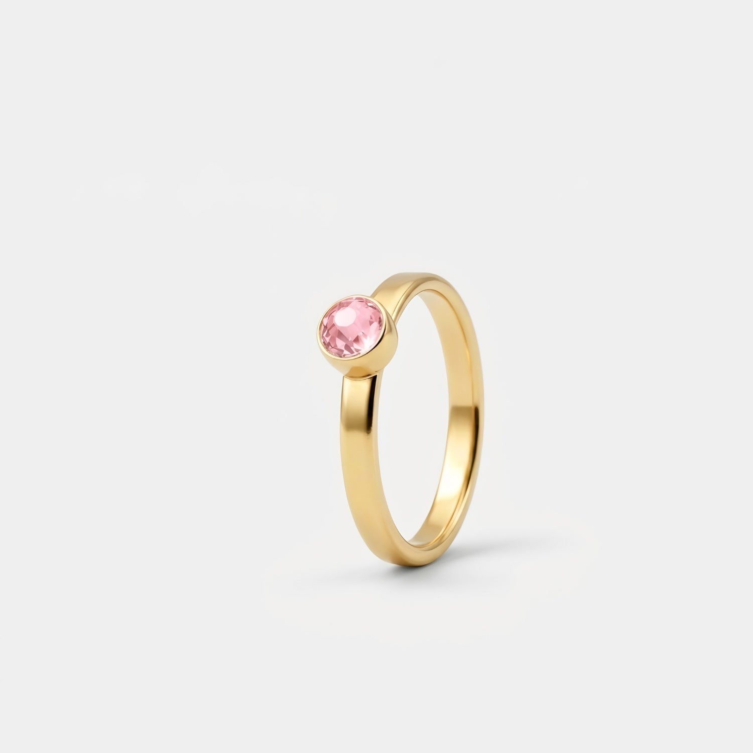 Oktober Roze Toermalijn Ring verguld