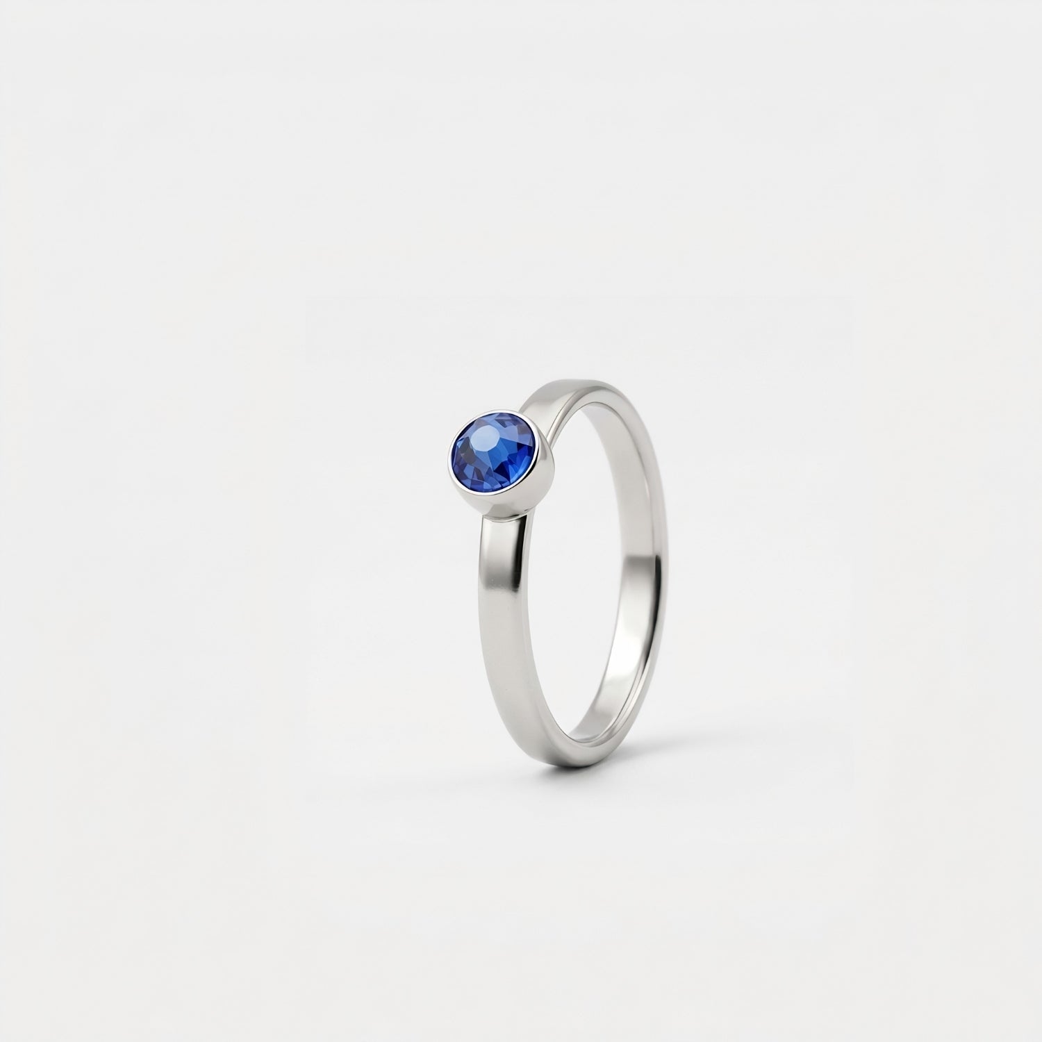 September Saffier Ring in edelstaal