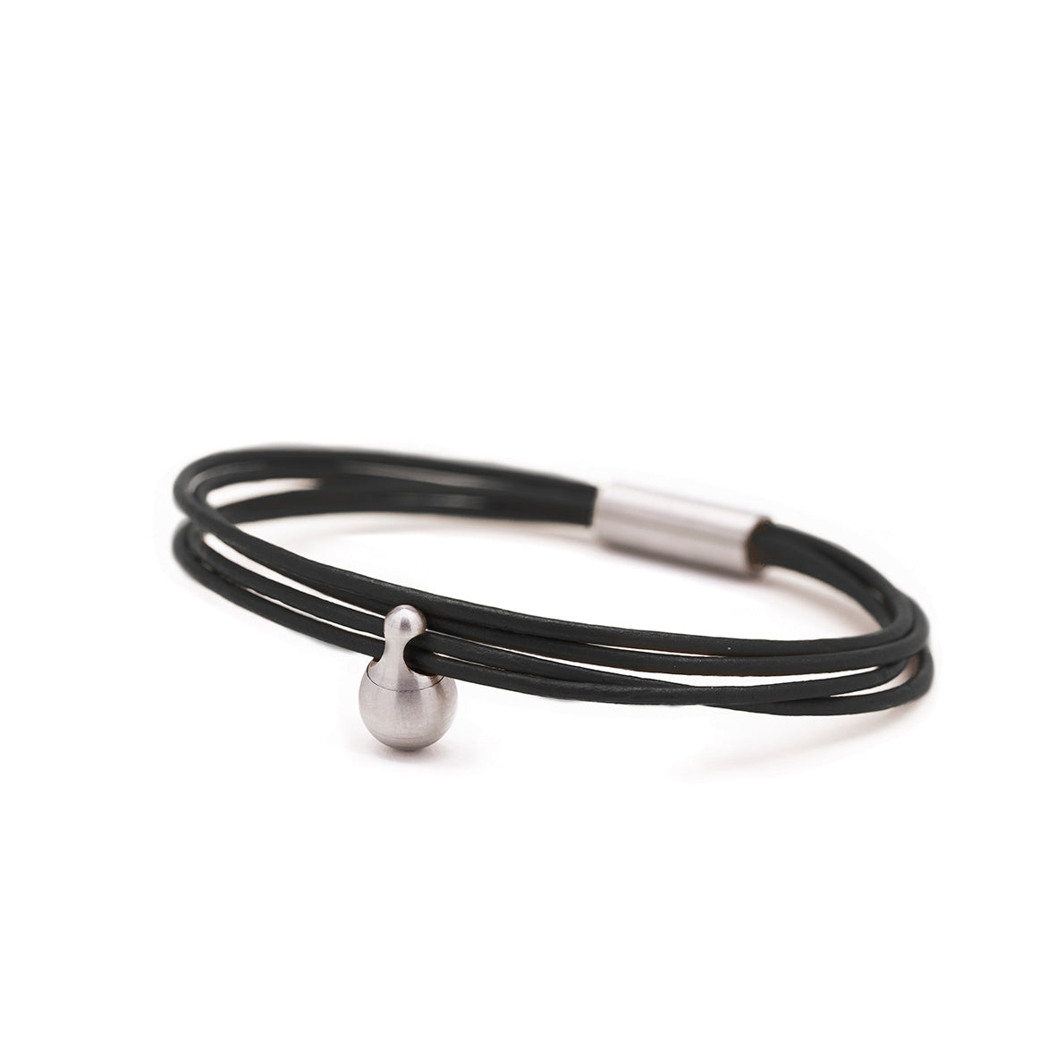 Zwarte Charm Armband in edelstaal