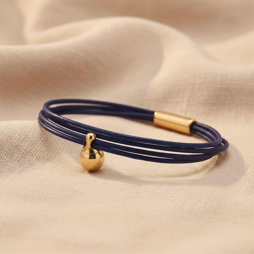 Marineblauwe Charm Armband verguld