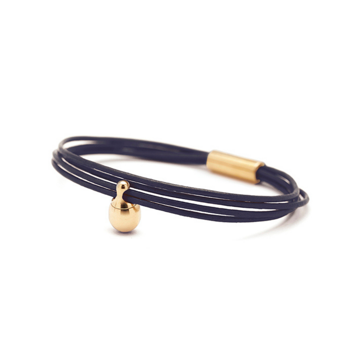 Navyblauw Charm Armband verguld