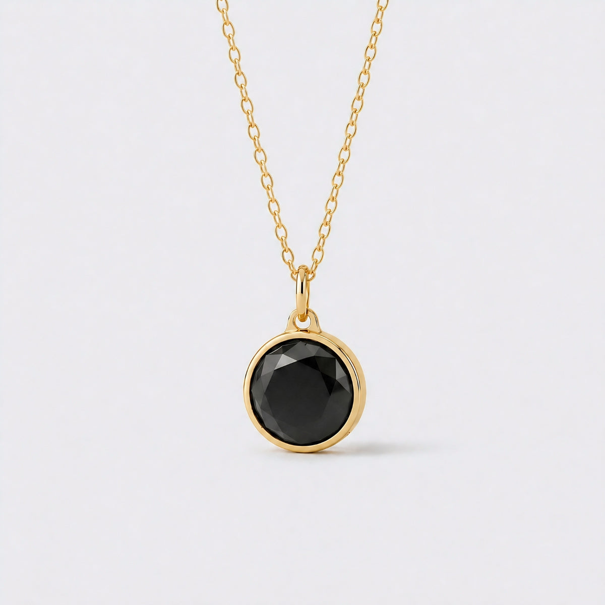 Zwarte Onyx Facet Pendant verguld