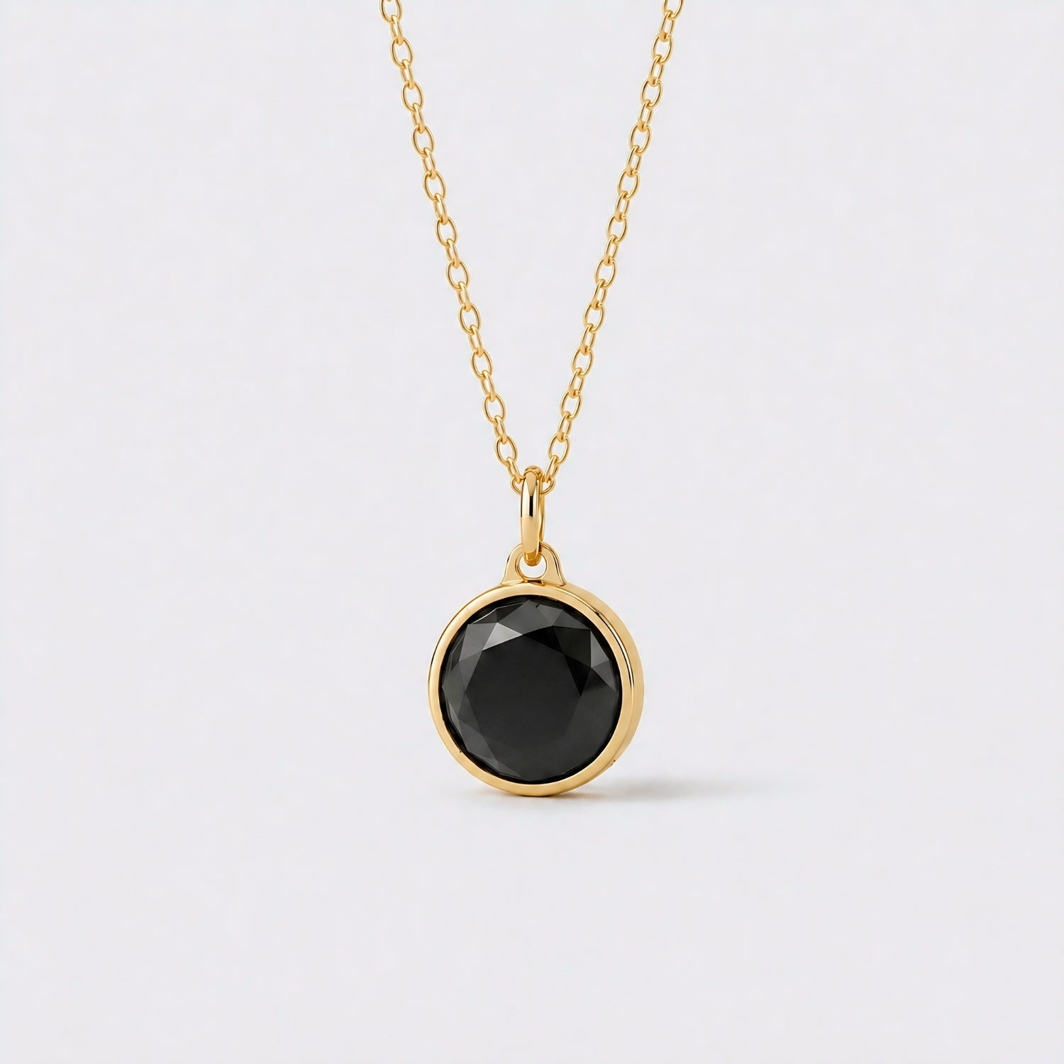 Zwarte Onyx Facet Pendant verguld