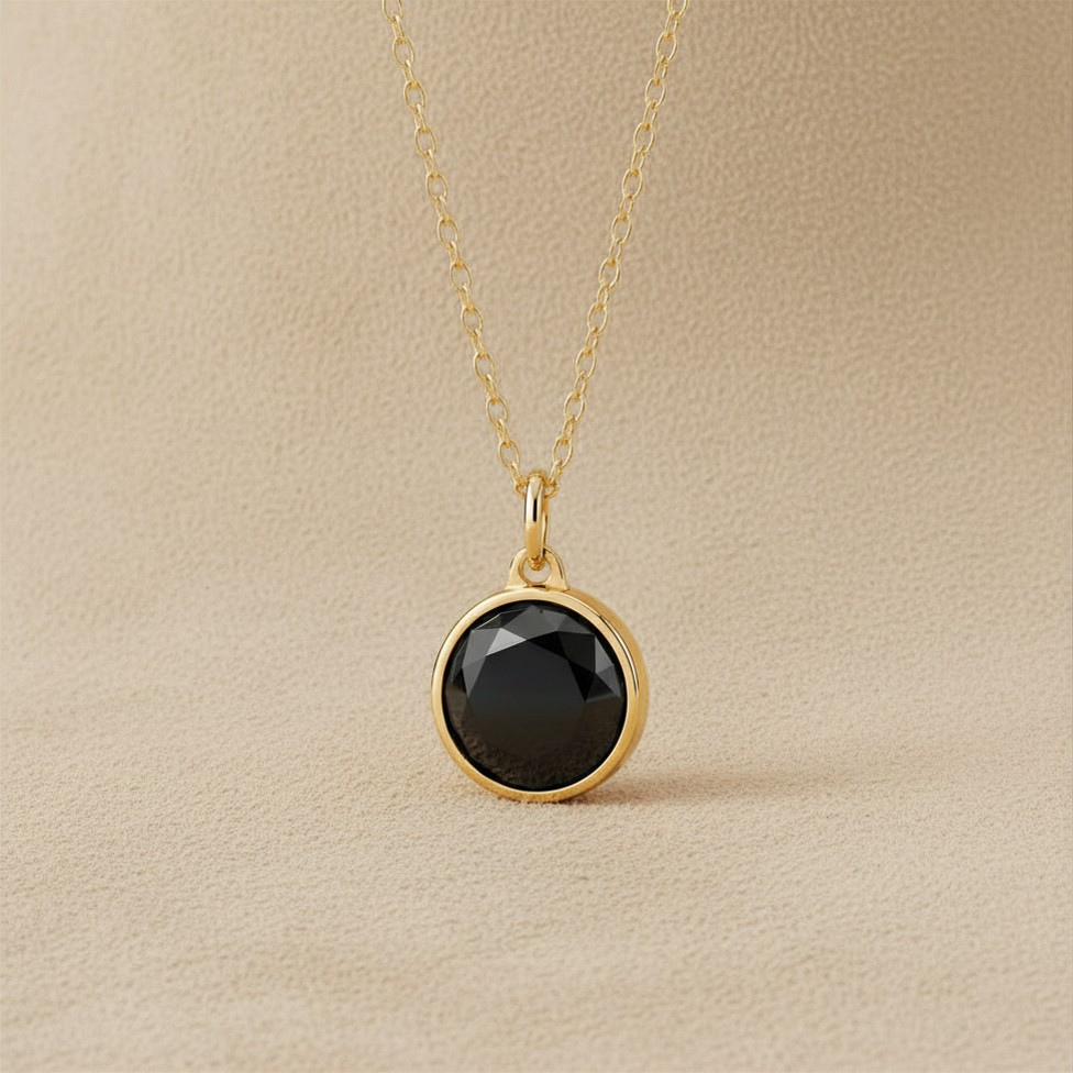 Zwarte Onyx Facet Pendant verguld
