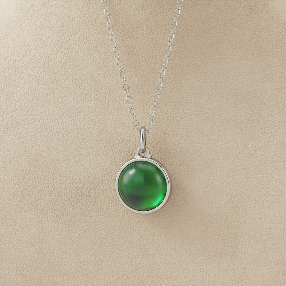 Groene Agaat Pendant in edelstaal