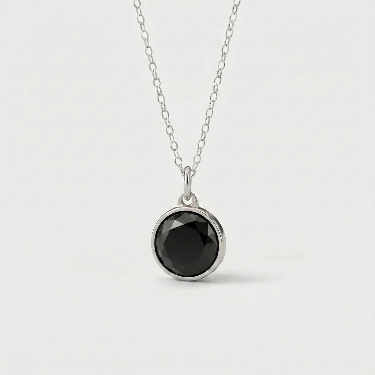 Zwarte Onyx Facet Pendant in edelstaal