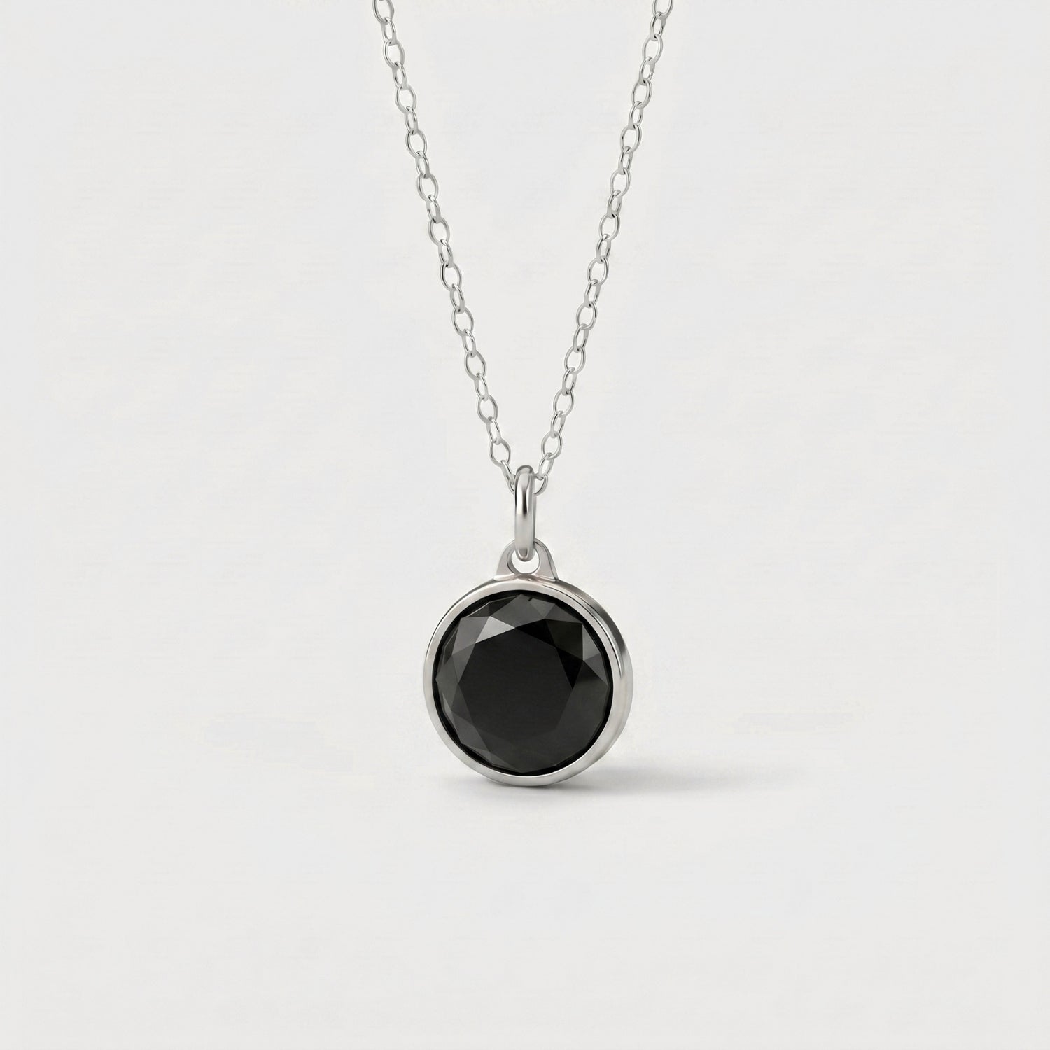Zwarte Onyx Facet Pendant in edelstaal