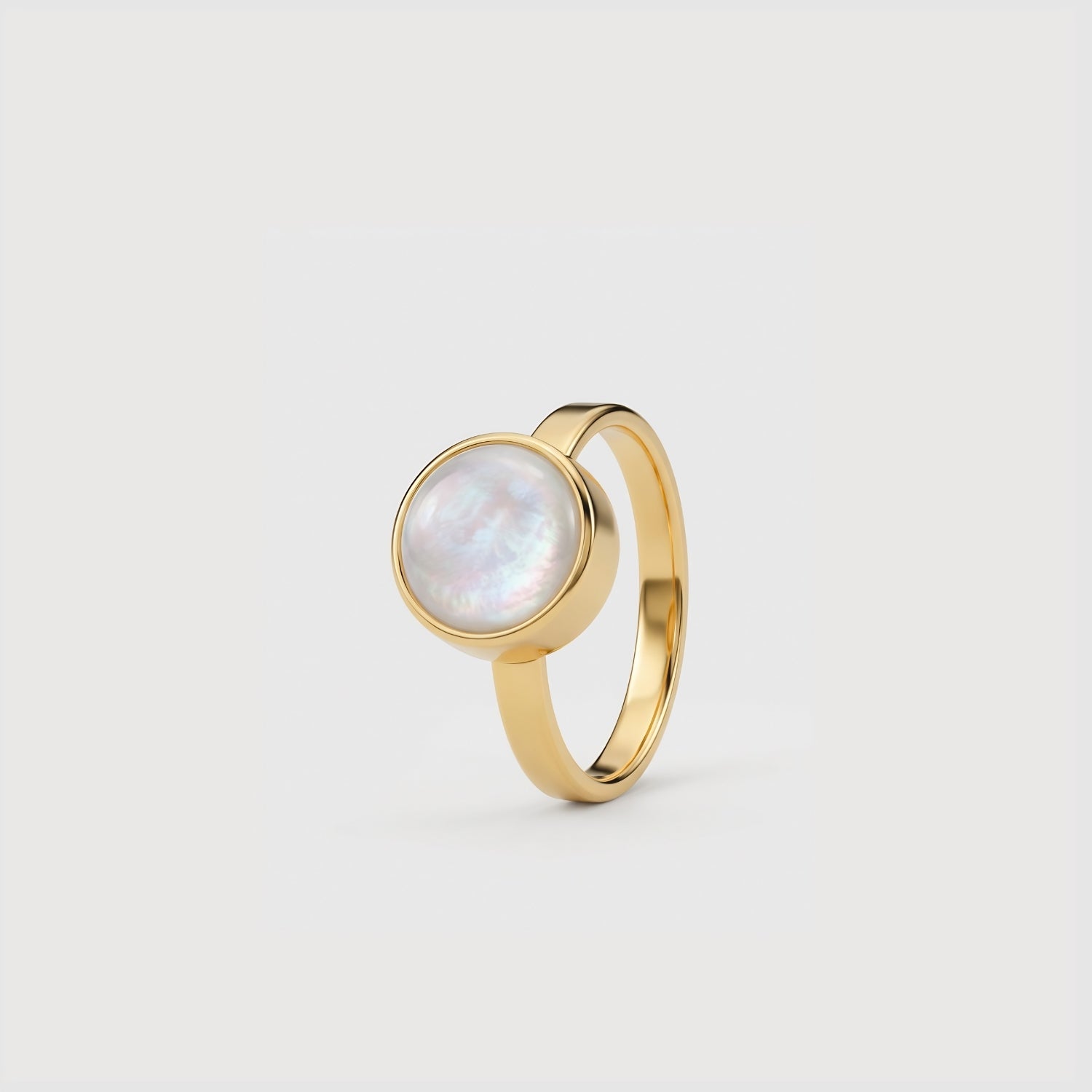 Parelmoer Ring verguld