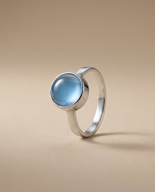 Blauwe Agaat Ring in edelstaal