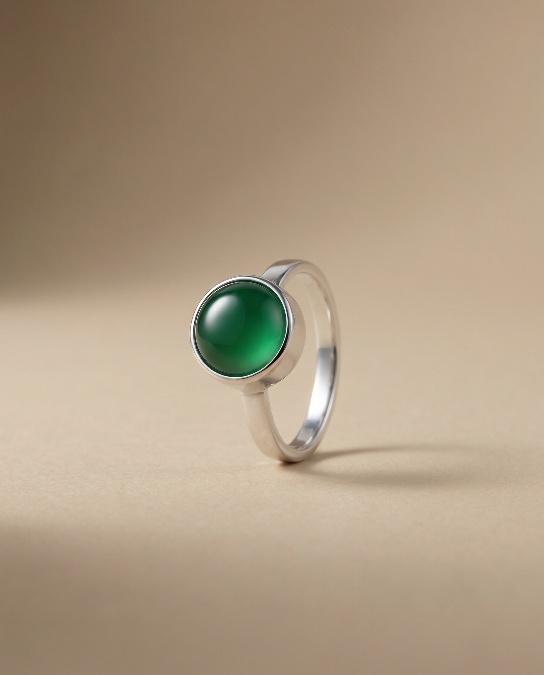 Groene Agaat Ring in edelstaal