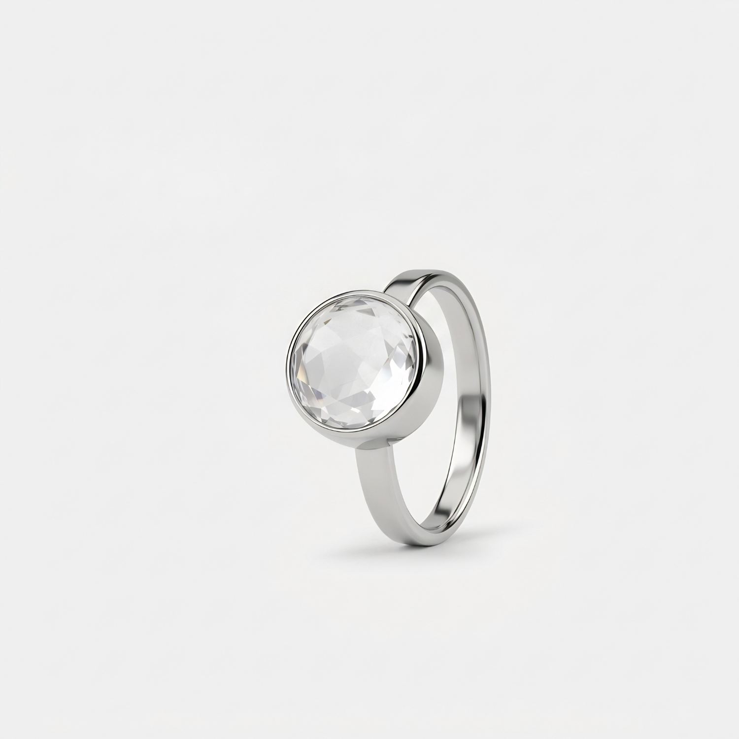 Kristal Facet Ring in edelstaal