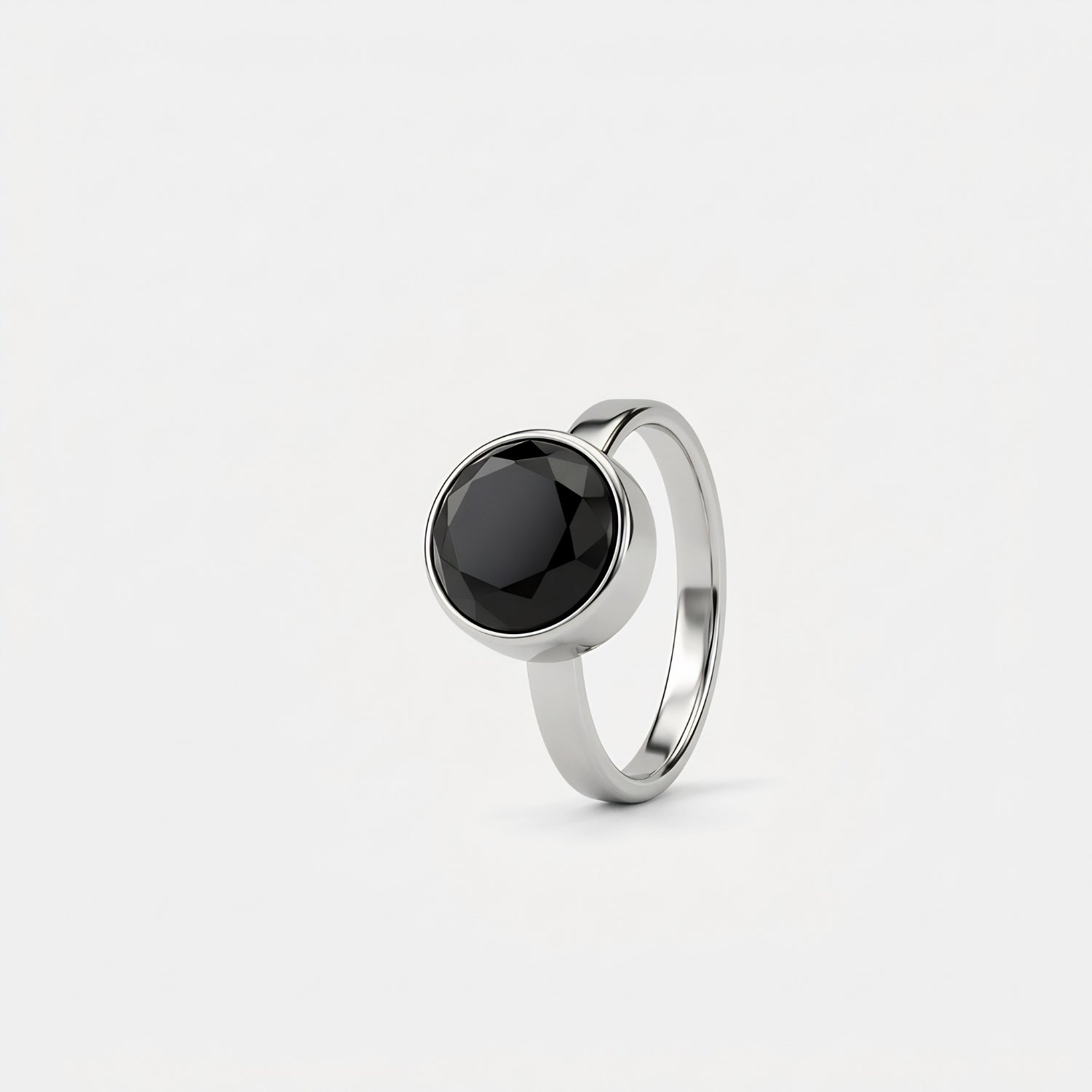 Zwarte Onyx Facet Ring in edelstaal