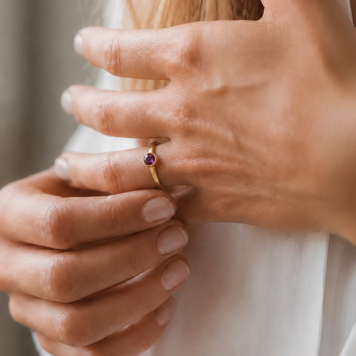 Februari Amethist Ring verguld