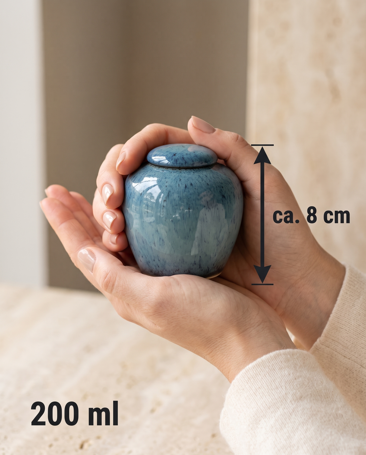 Mini urn 200 ml keramiek, Aqua – Amalfi