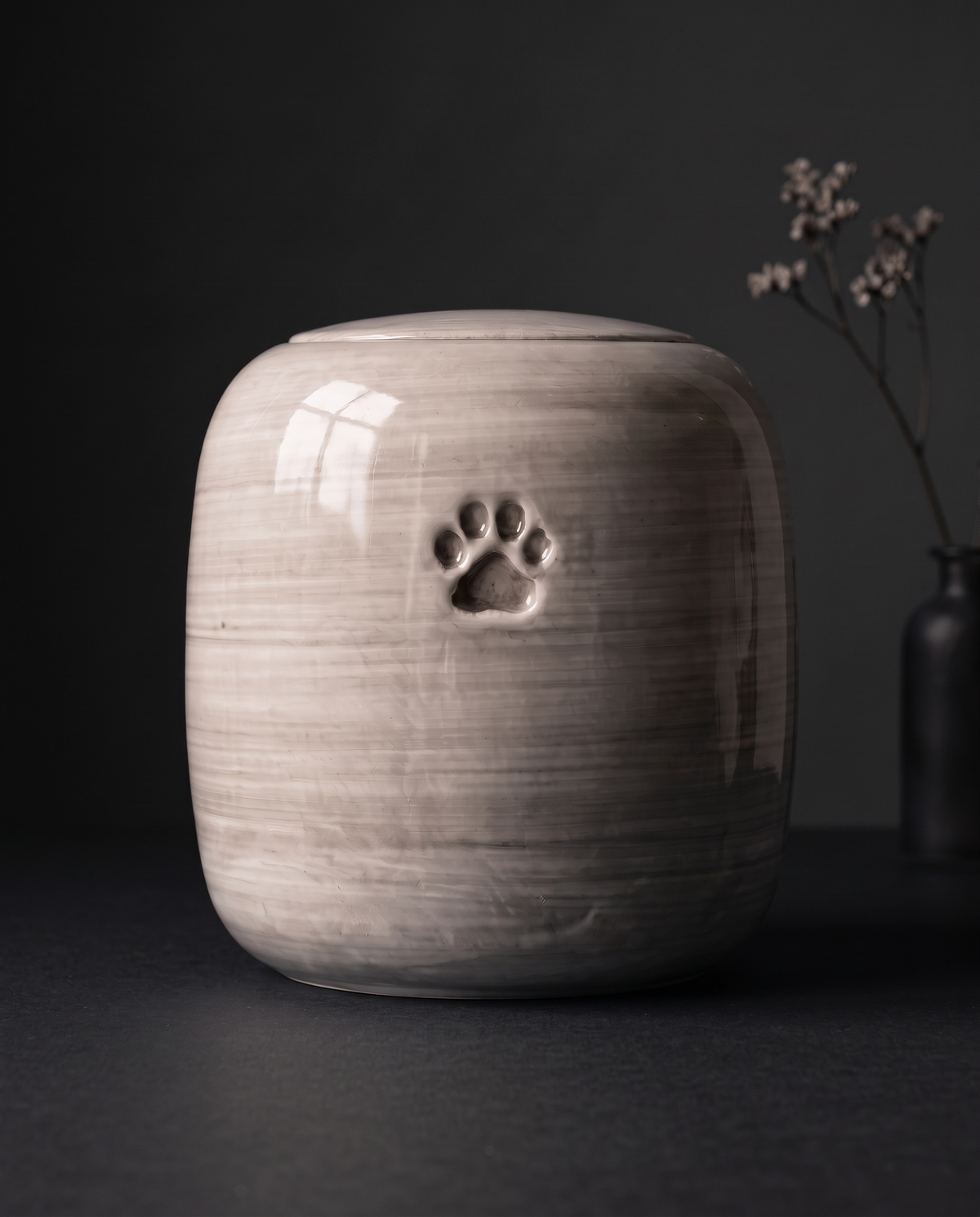 Urn voor dieren keramiek, steengrijs, AURA