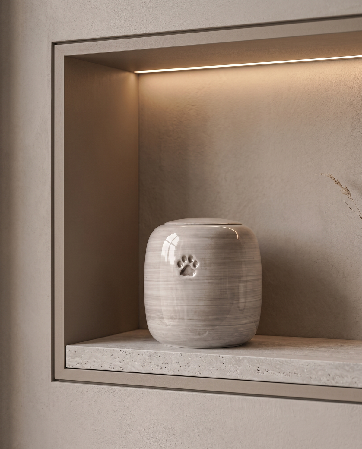 Urn voor dieren keramiek, steengrijs, AURA