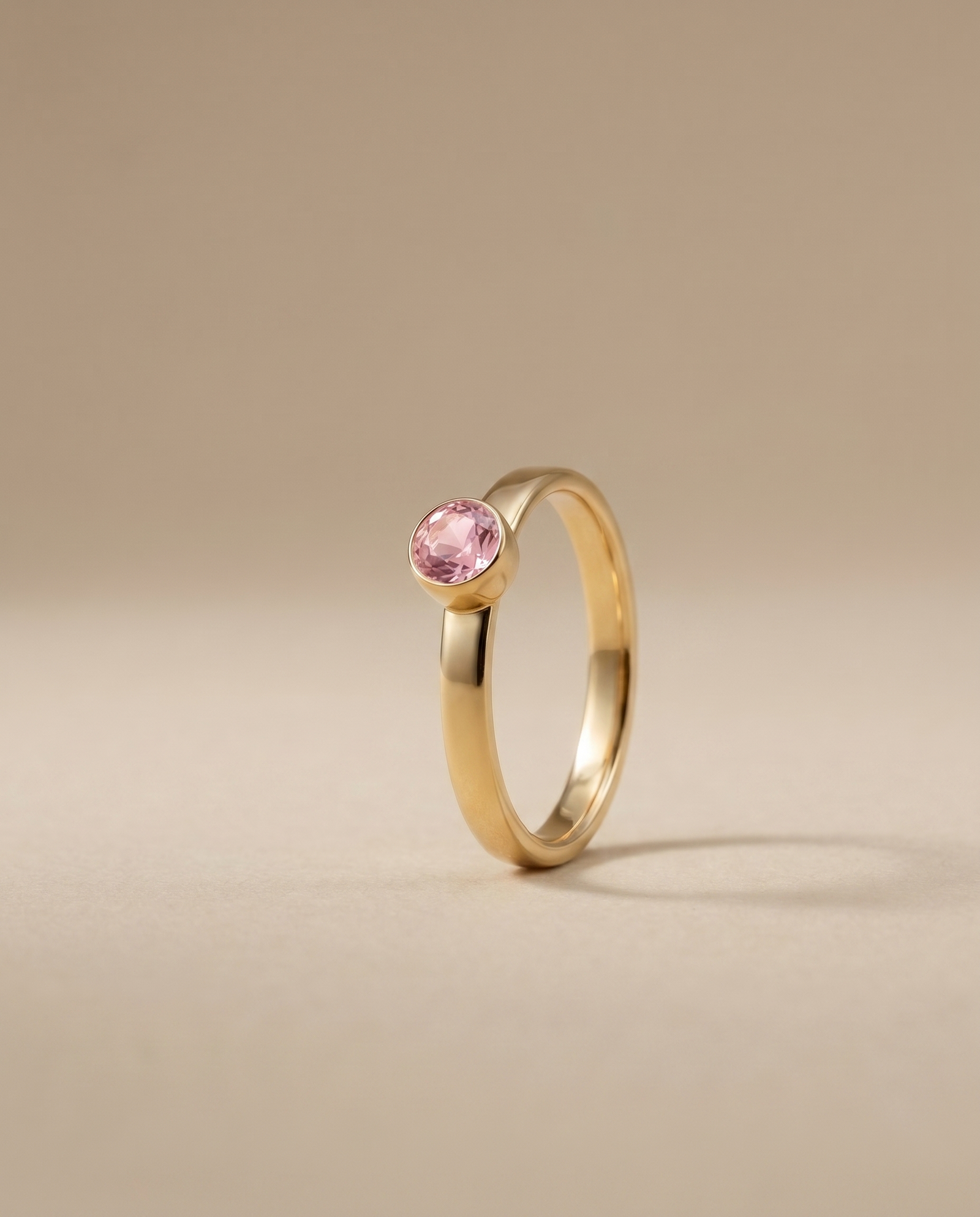 Oktober Roze Toermalijn Ring verguld