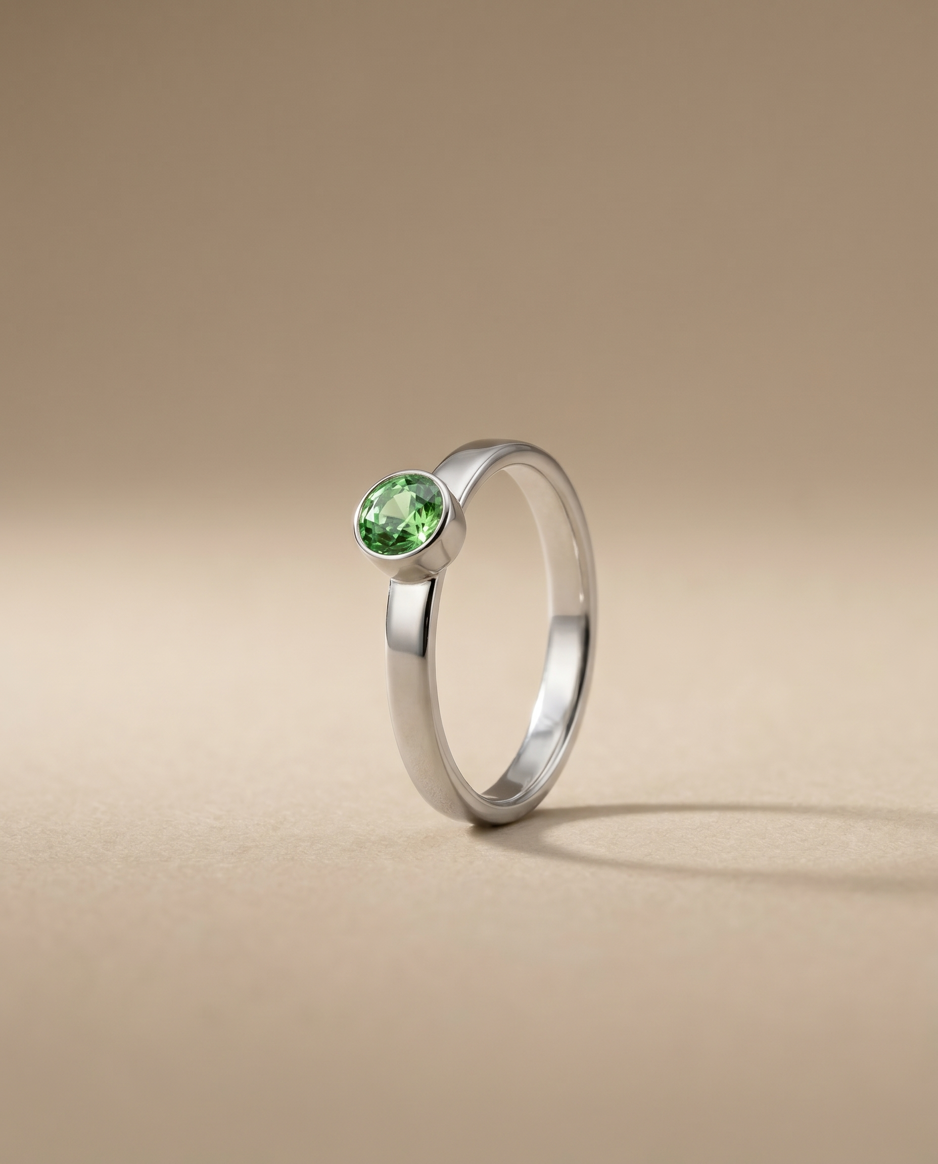 Augustus Groene Peridot Ring in edelstaal