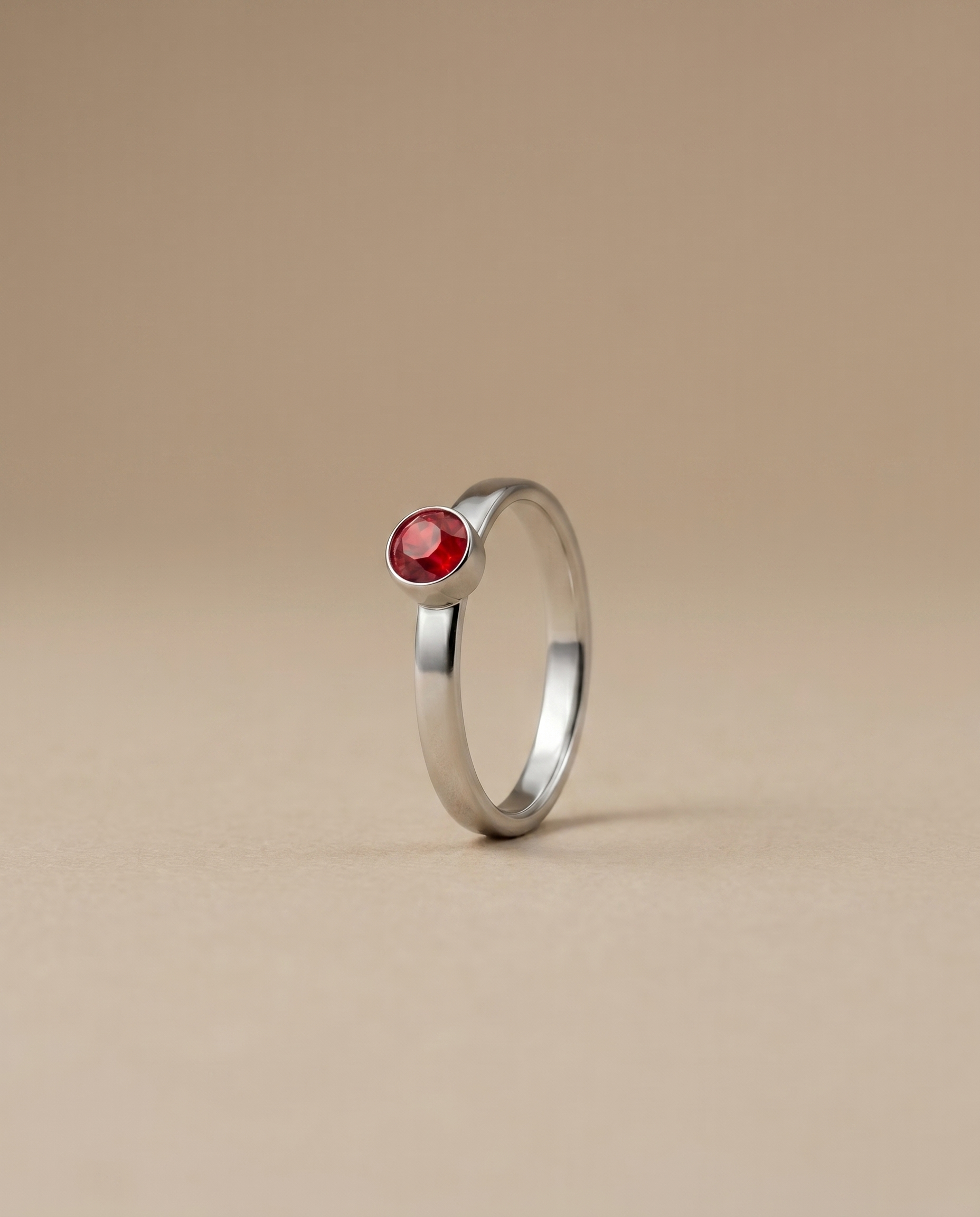 Januari Granaat Ring in edelstaal