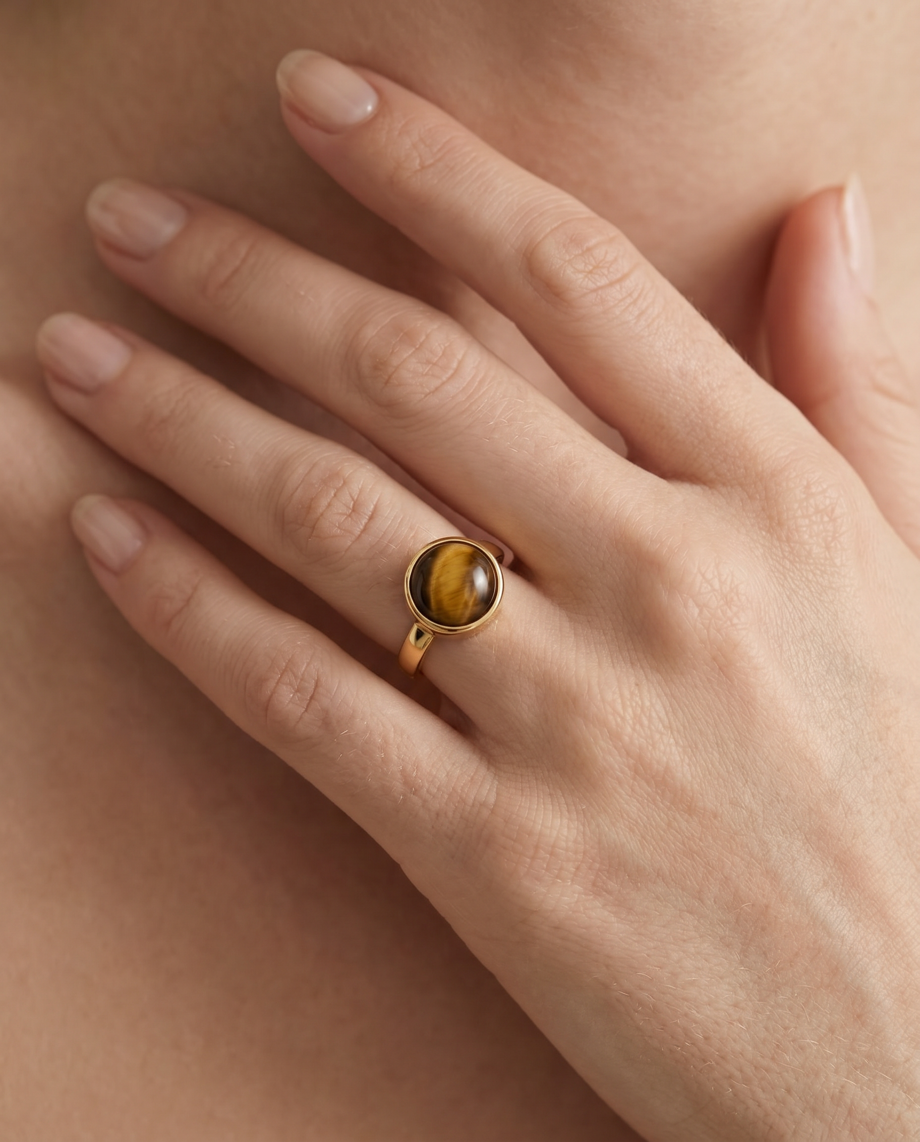 Tijgeroog Ring verguld
