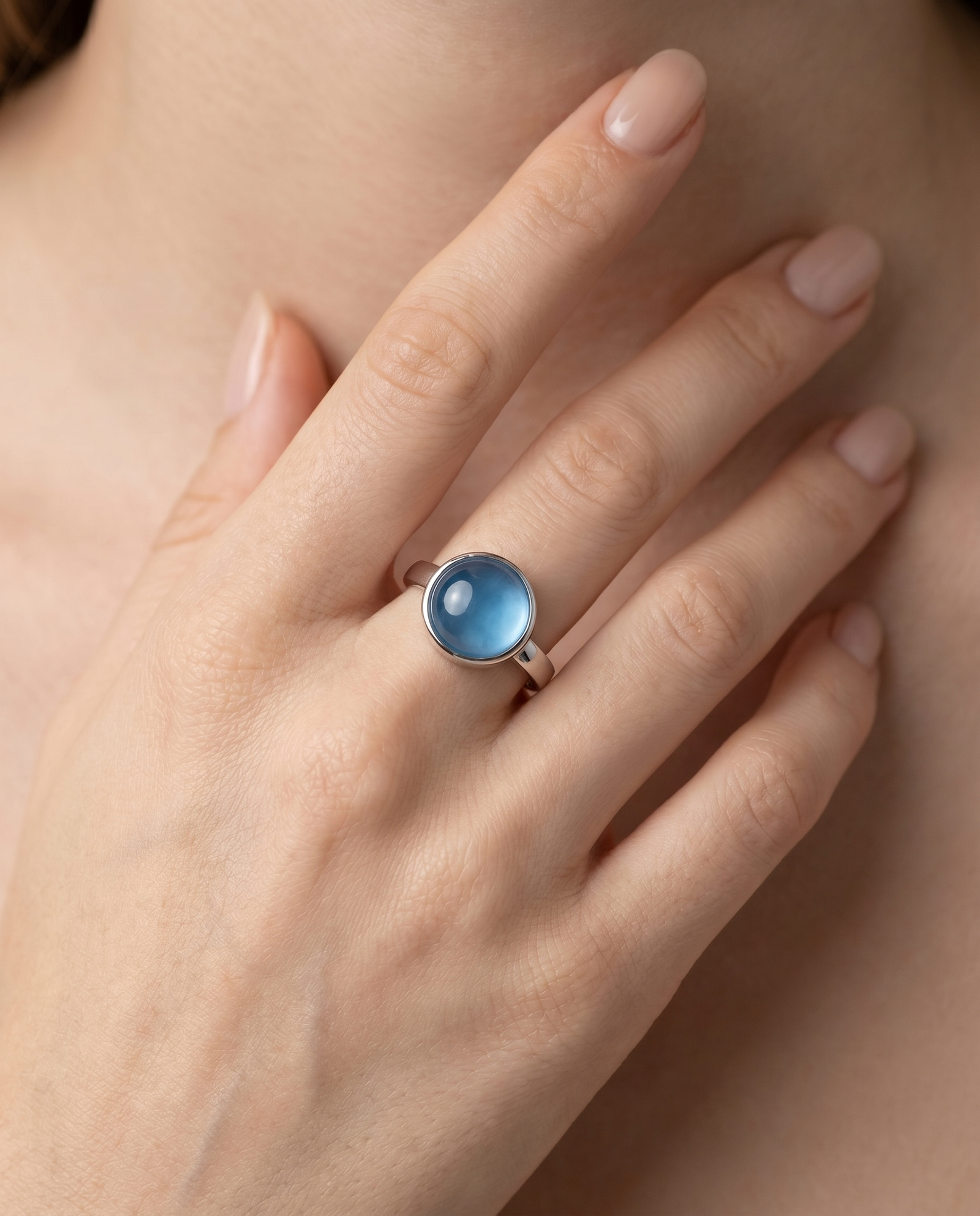 Blauwe Agaat Ring in edelstaal