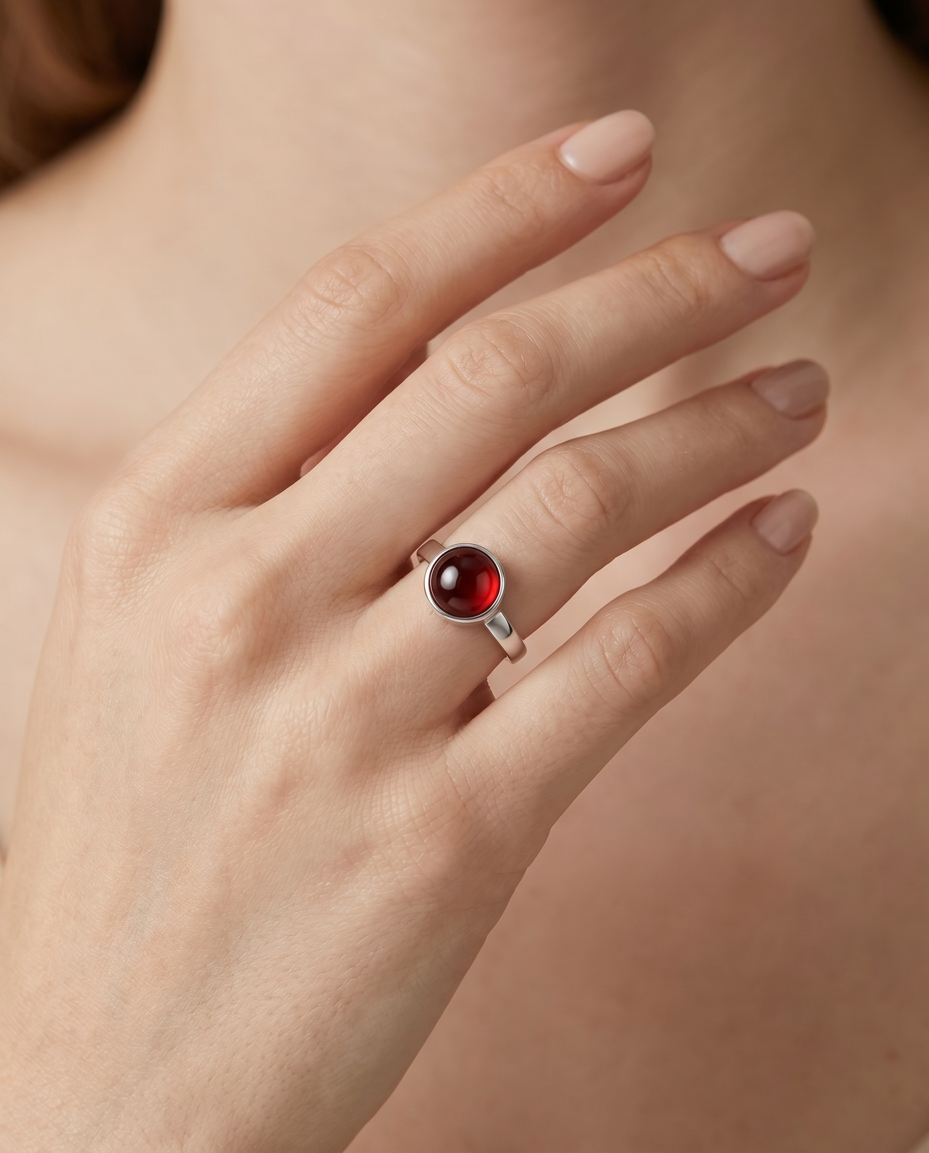 Rode Agaat Ring in edelstaal