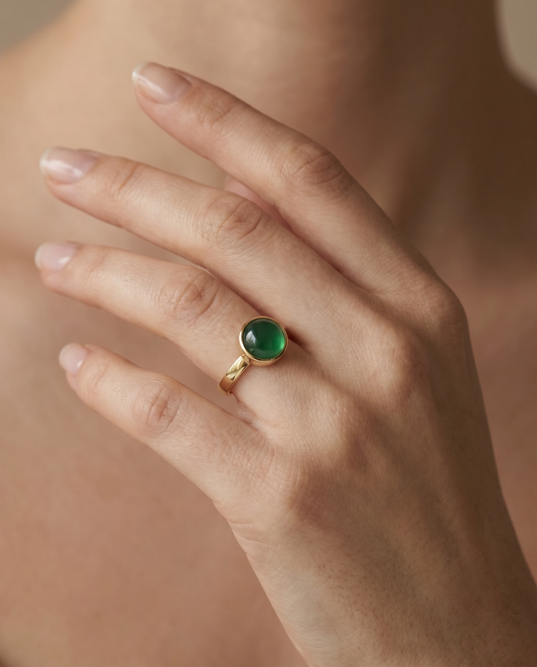 Groene Agaat Ring verguld