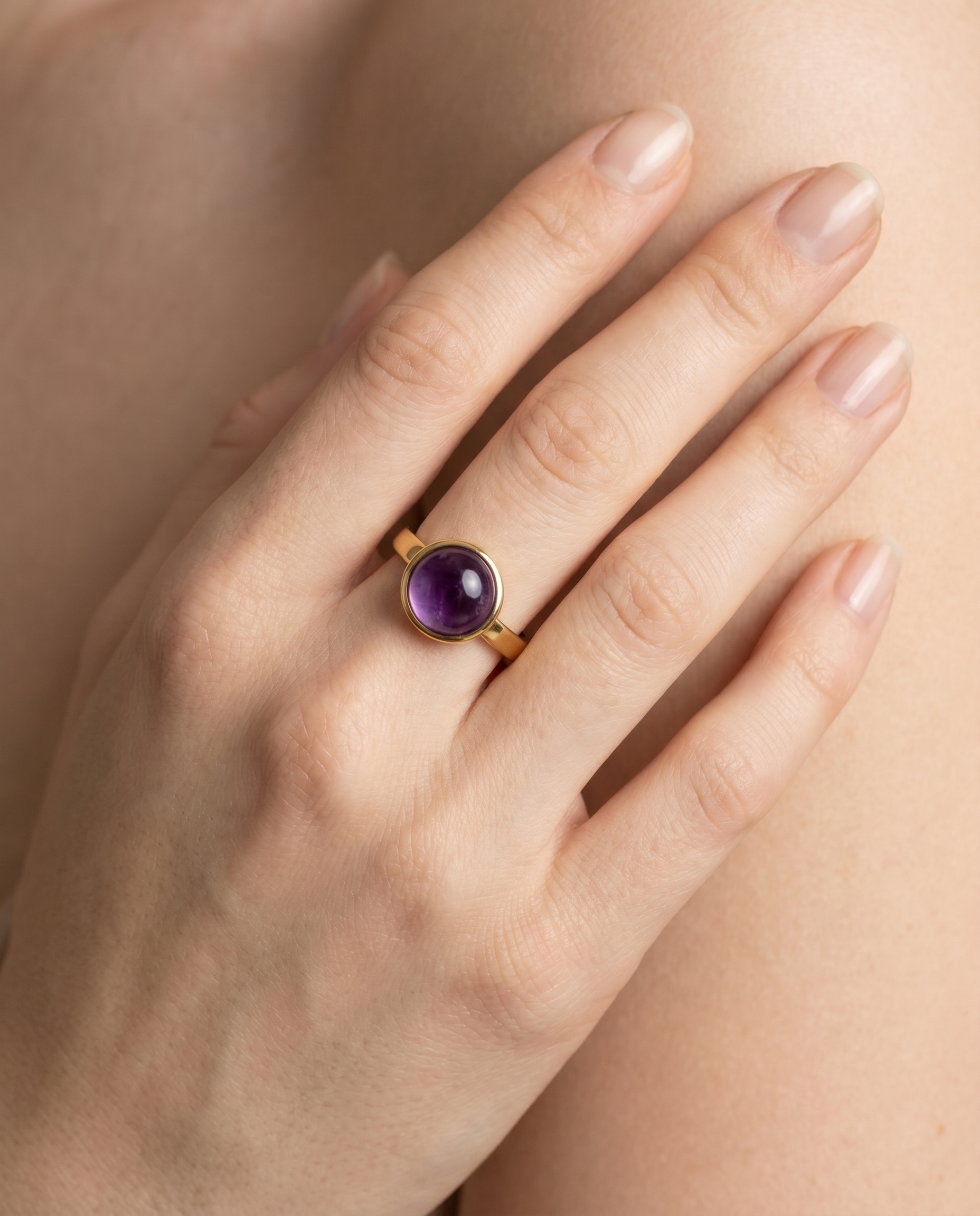 Amethist Ring verguld